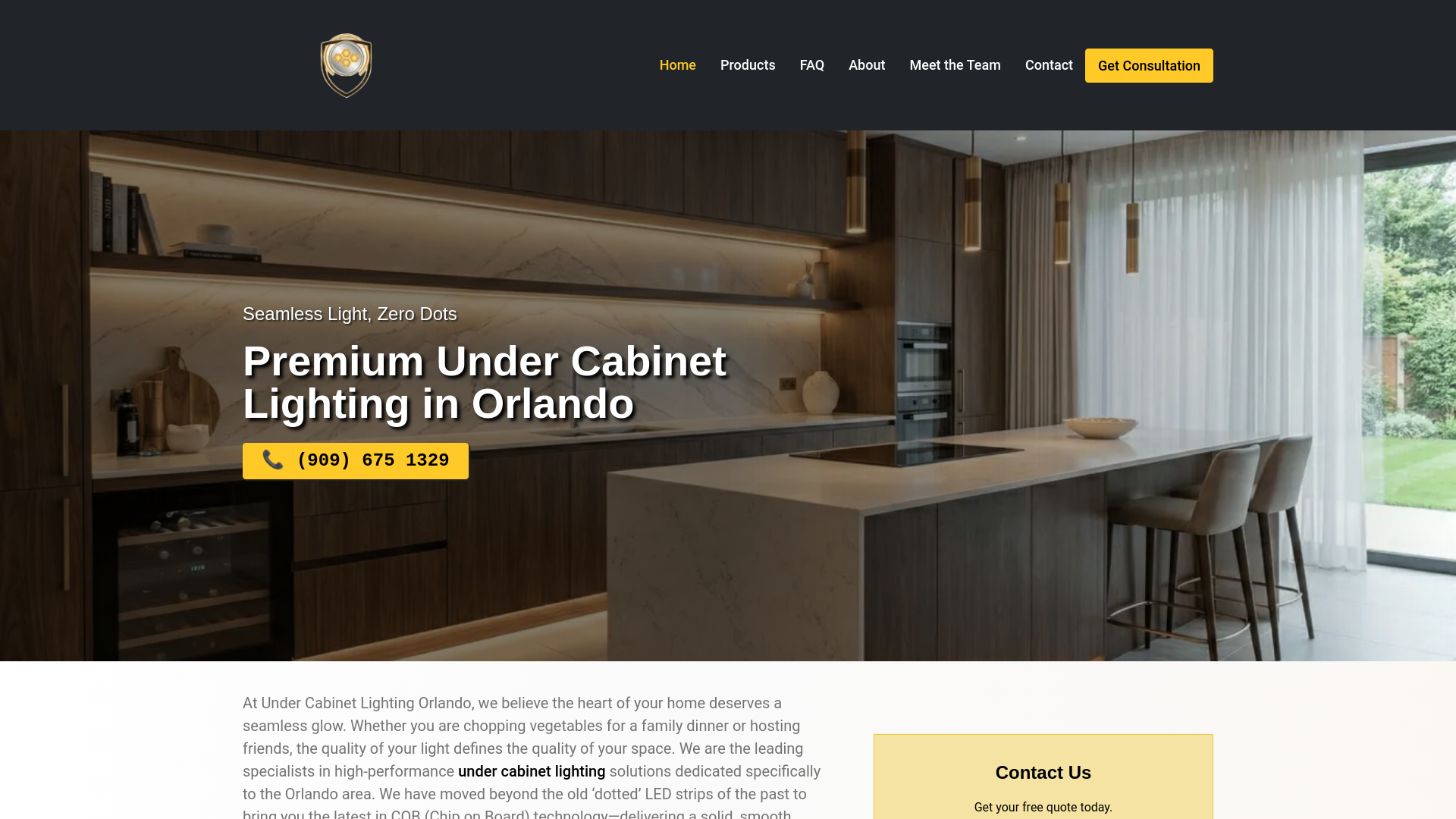 website screenshot of https://undercabinetlightingorlando.com/