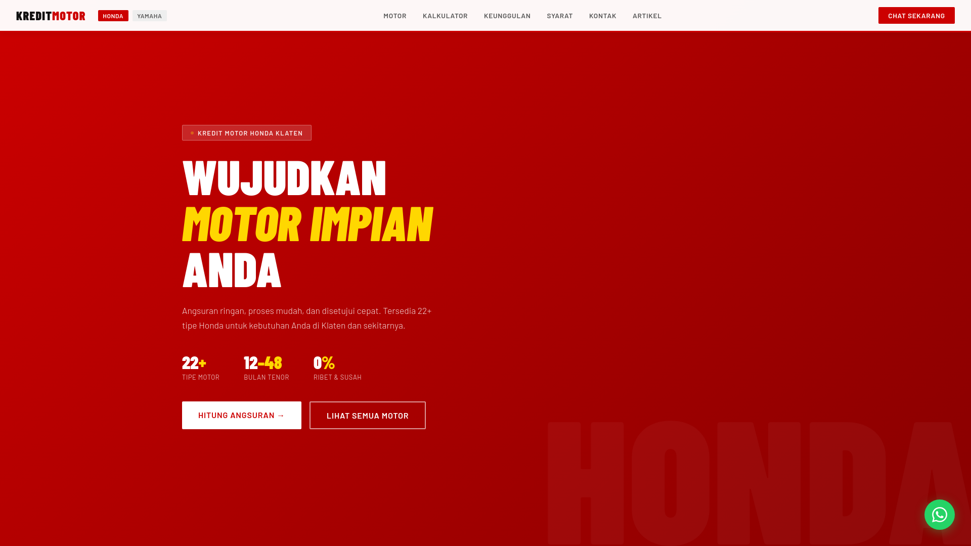 website screenshot of https://kreditmotorklaten.biz.id