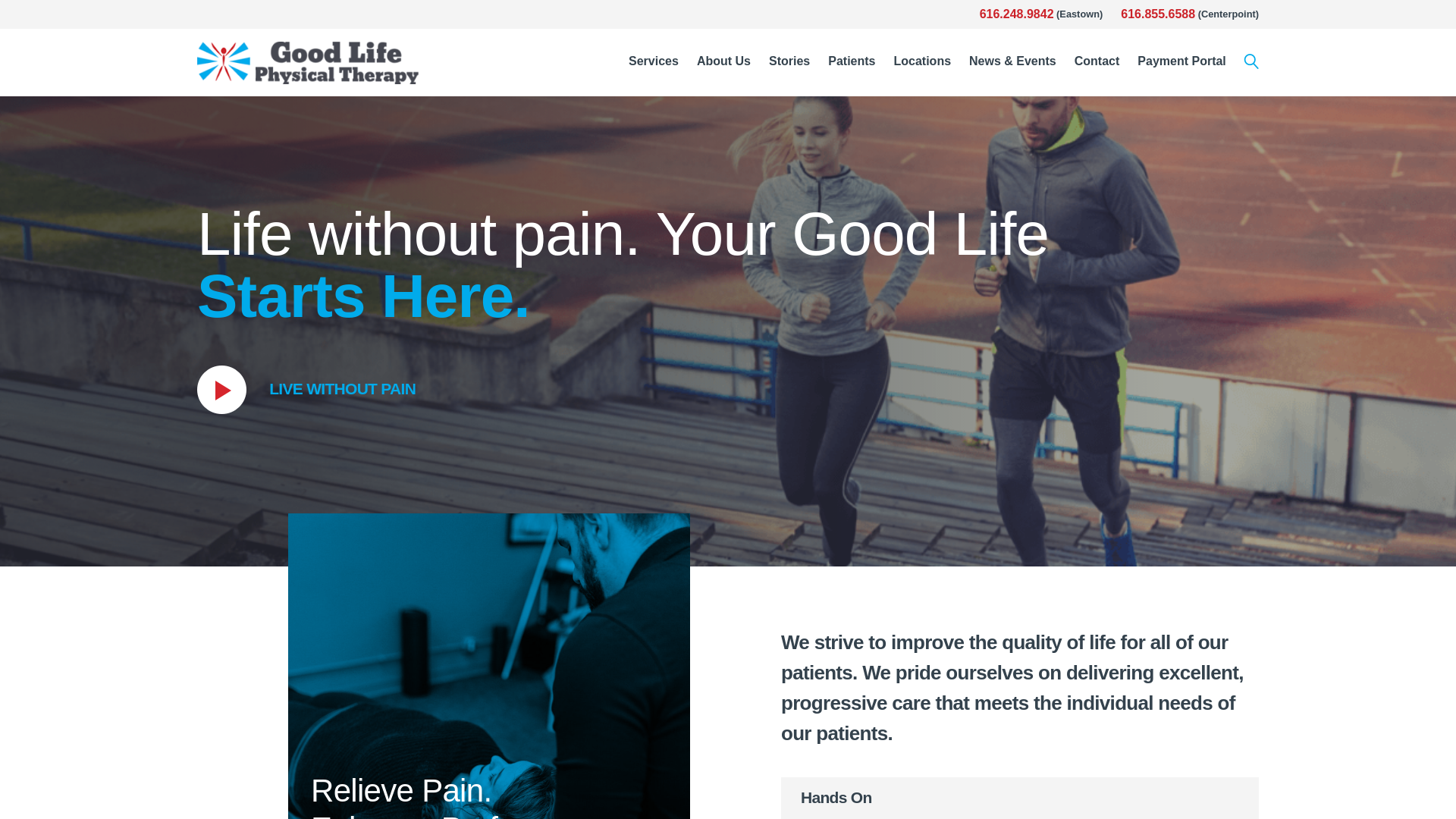 website screenshot of https://goodlifept.co