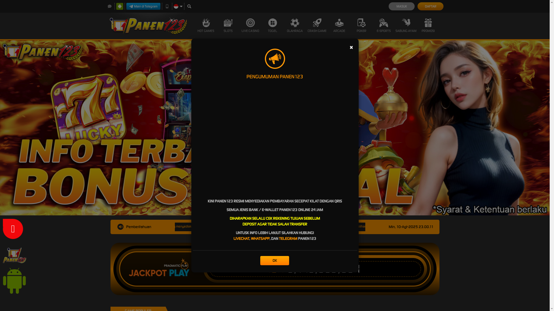 website screenshot of https://panen123liga.top/