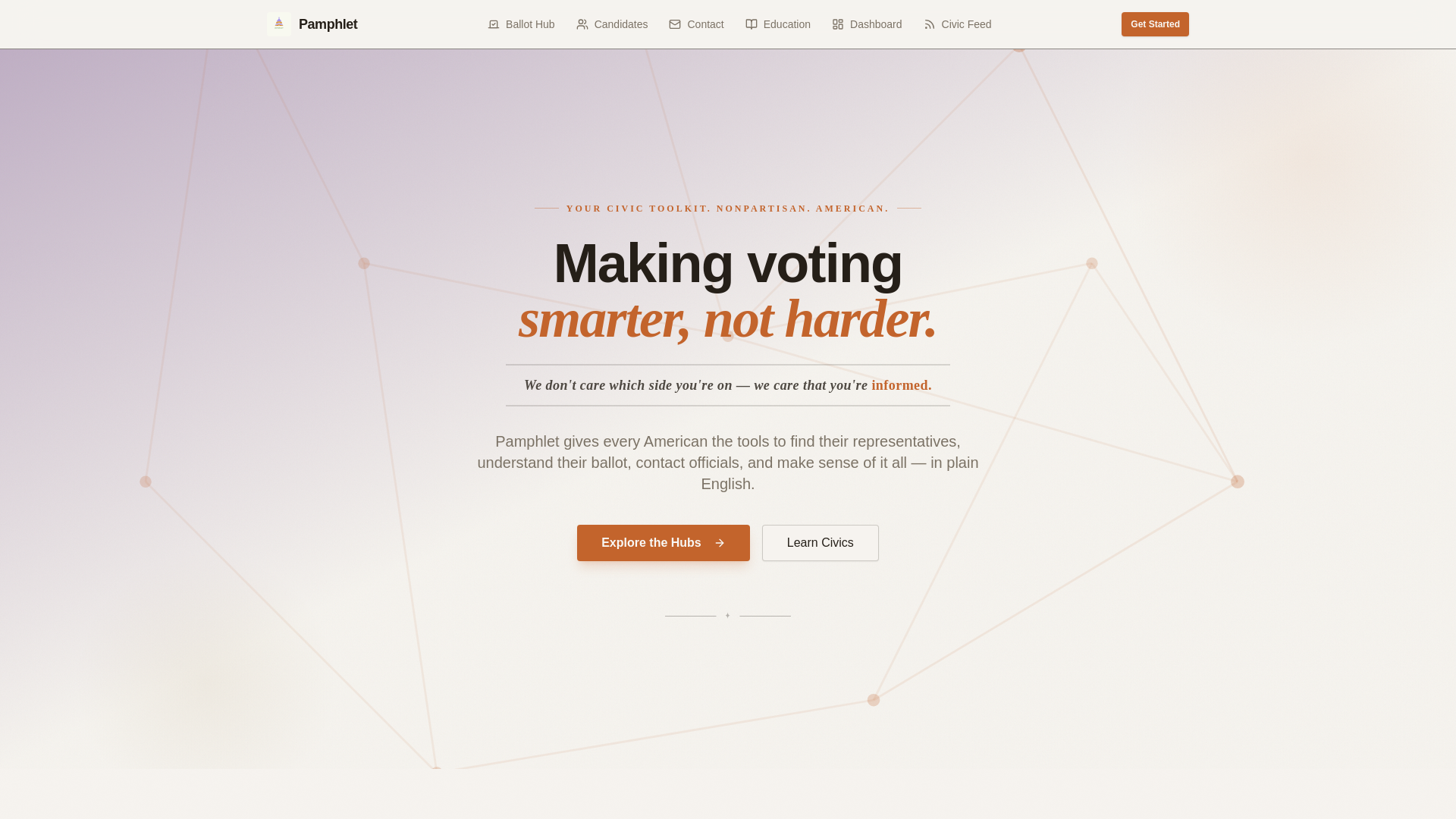 website screenshot of https://getpamphlet.com/