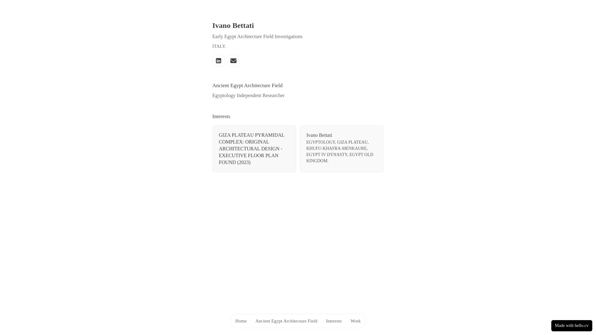 website screenshot of https://ivanobettati.cv