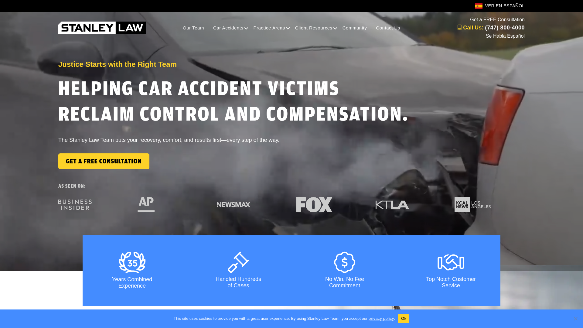 website screenshot of https://stanleylawteam.net/