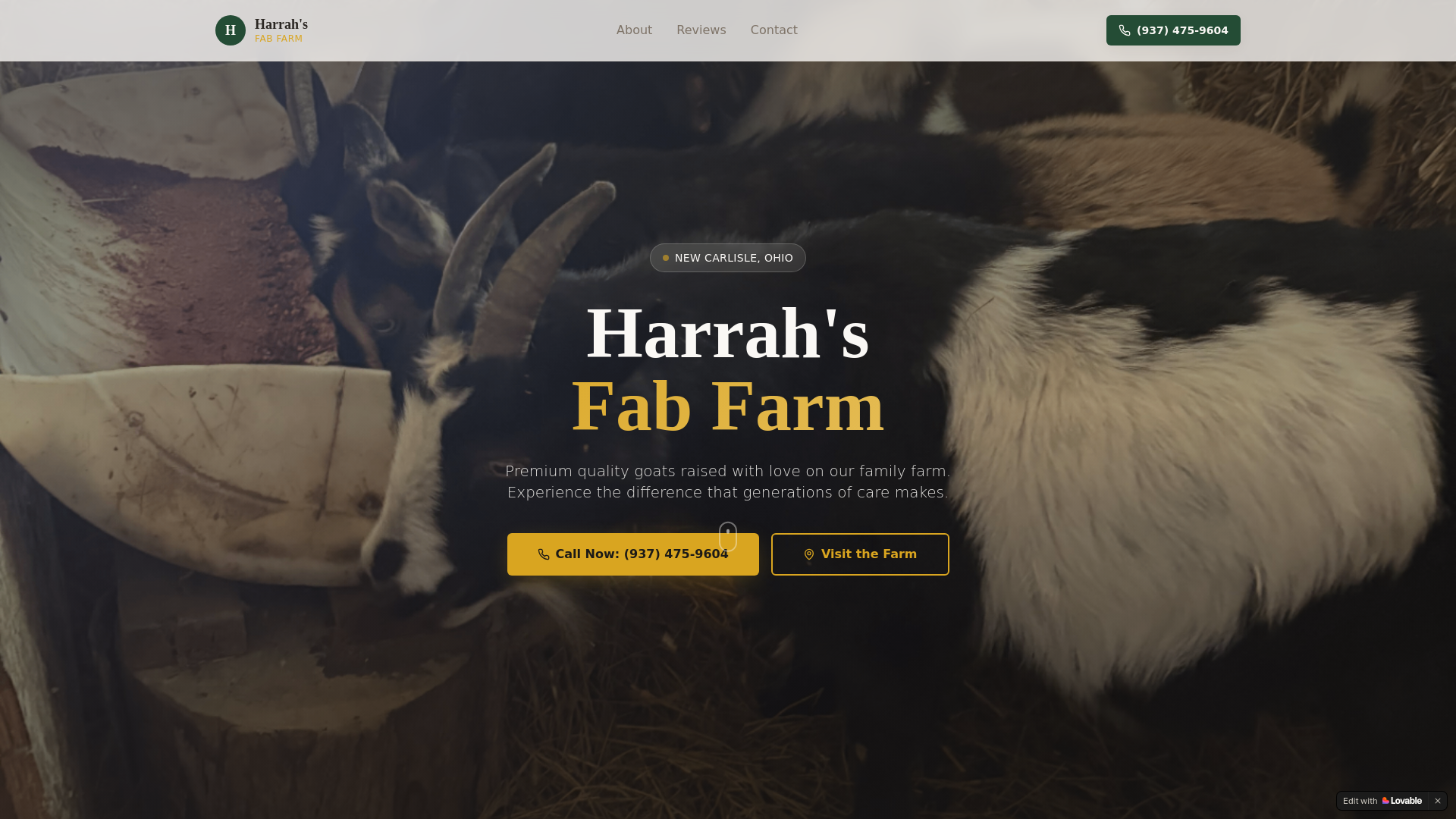 website screenshot of https://harrahsfabfarmgoats.com/