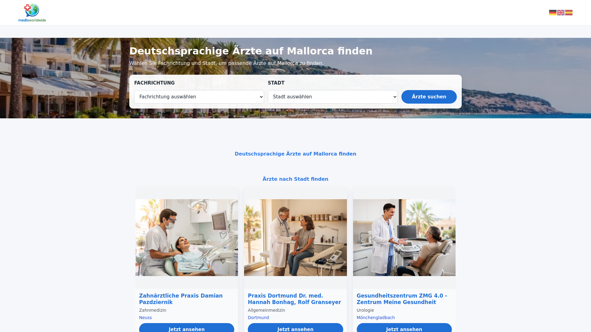 website screenshot of https://medisworldwide.com/