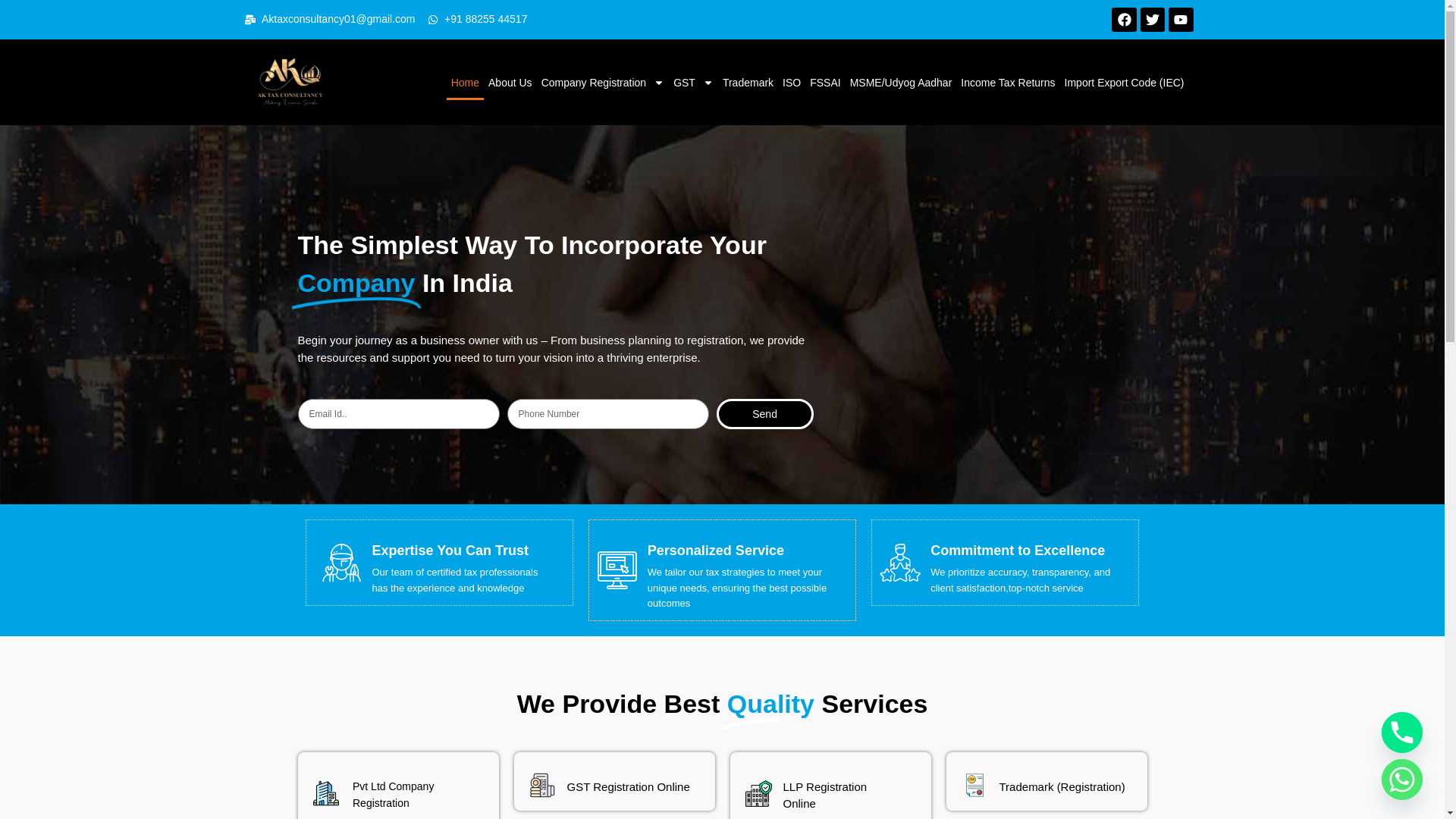 website screenshot of https://aktaxconsultancy.in/