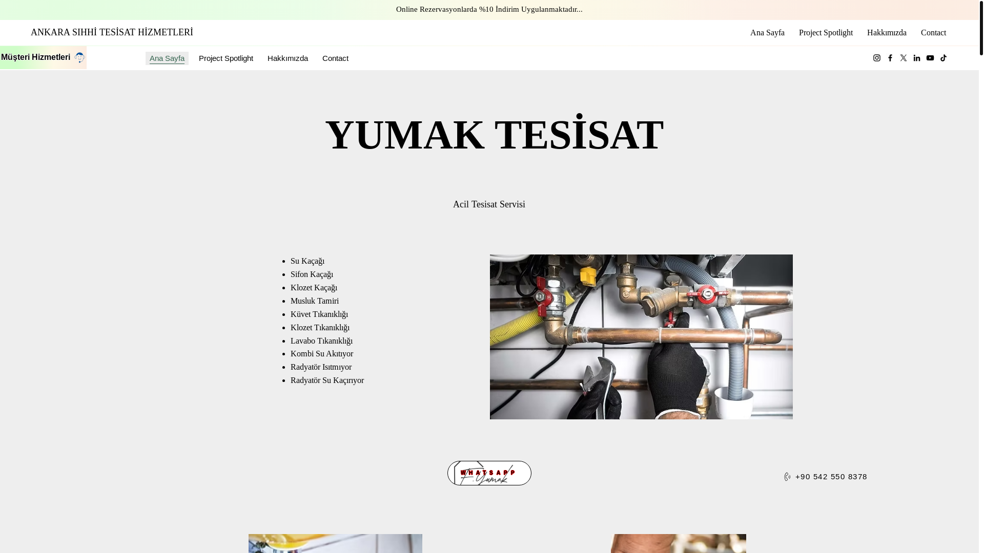 website screenshot of https://yumaktesisat.com/