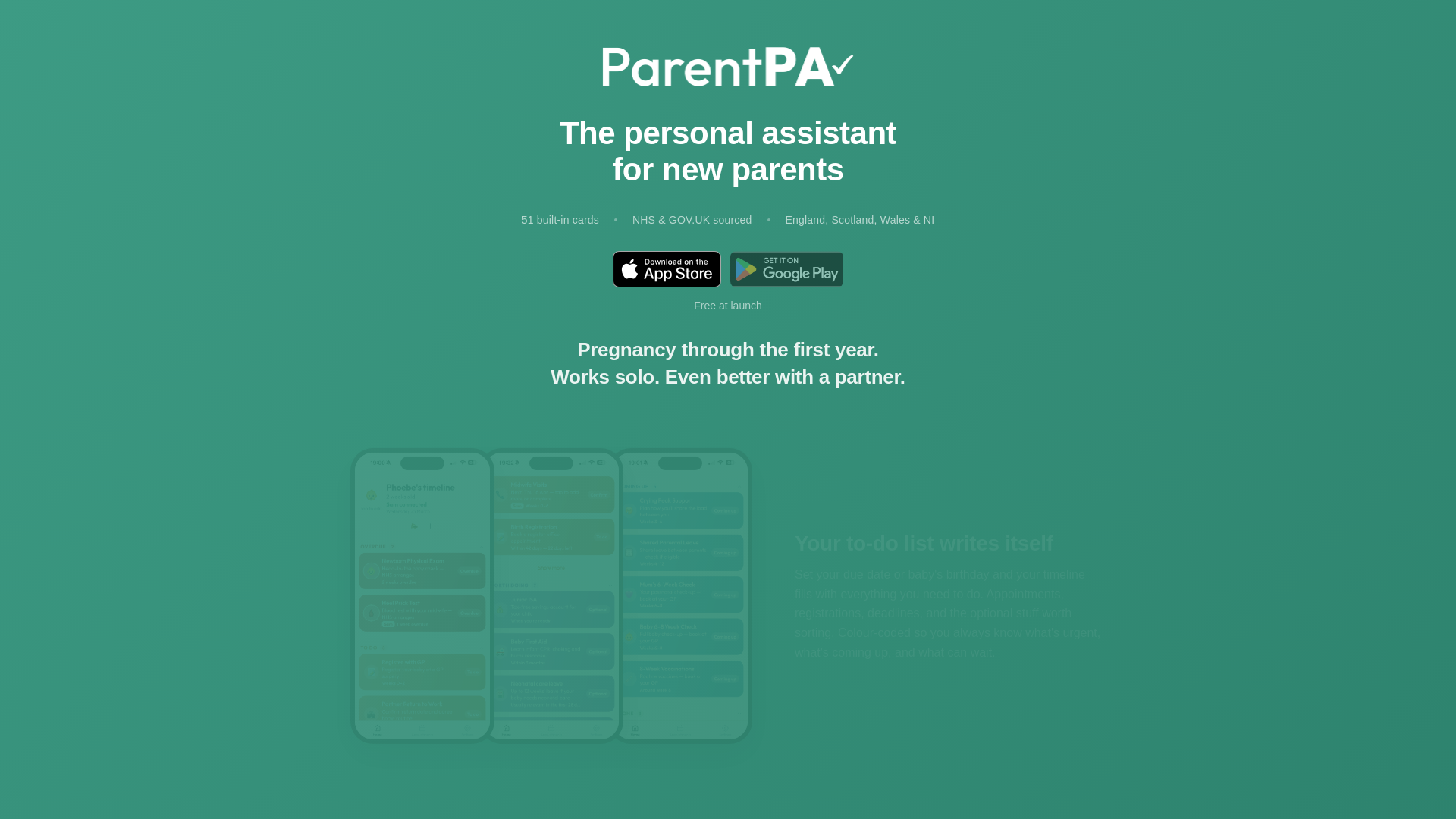 website screenshot of https://parentpa.uk