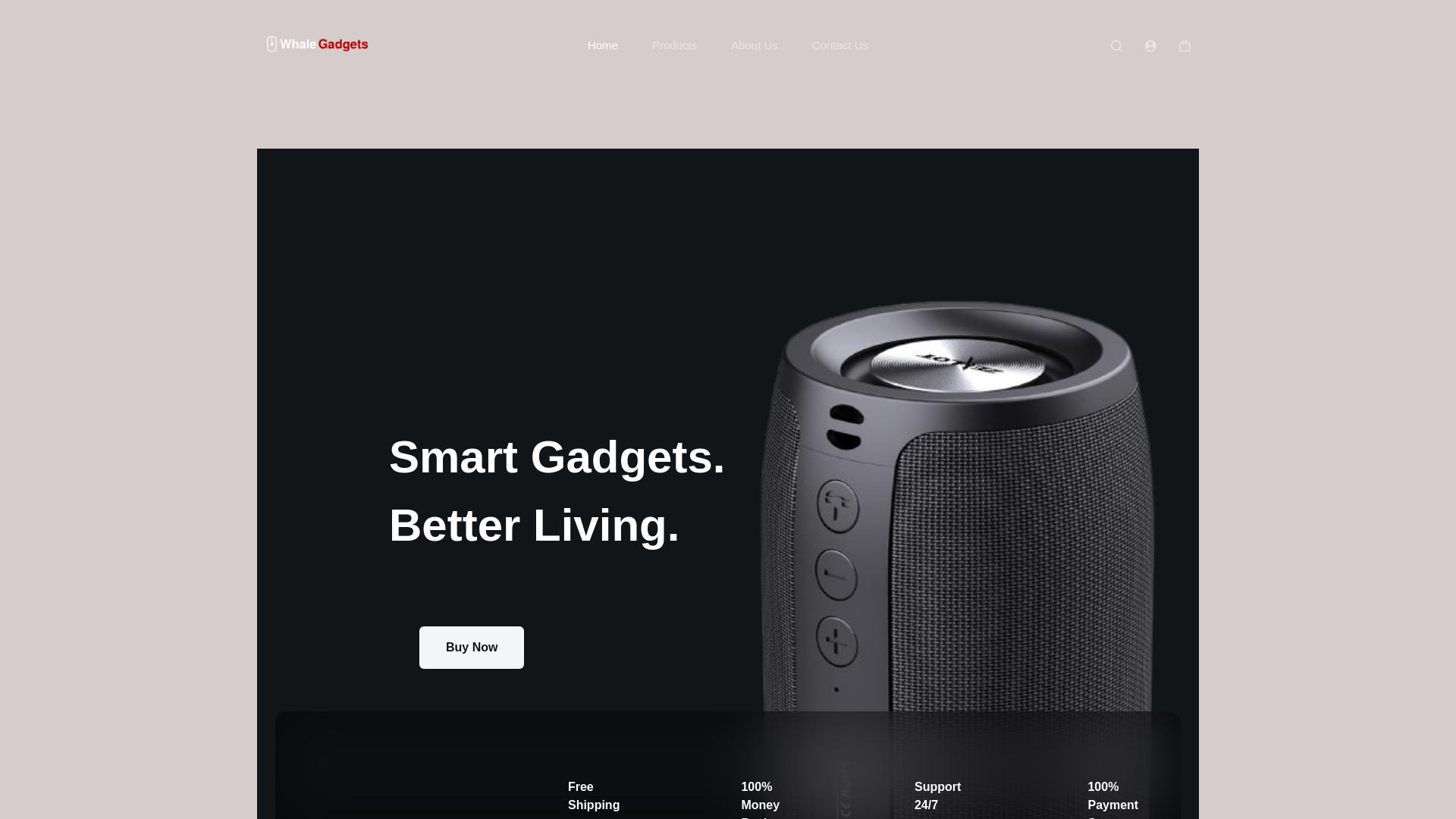 website screenshot of https://whalegadgets.com/