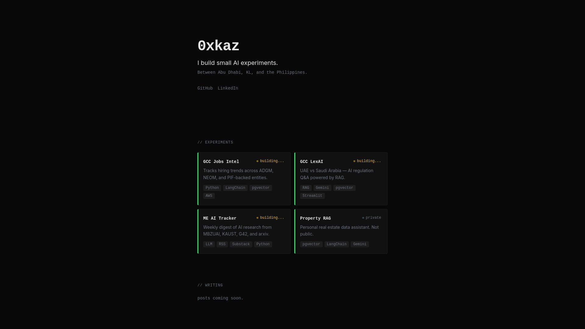 website screenshot of https://0xkaz-com.pages.dev/
