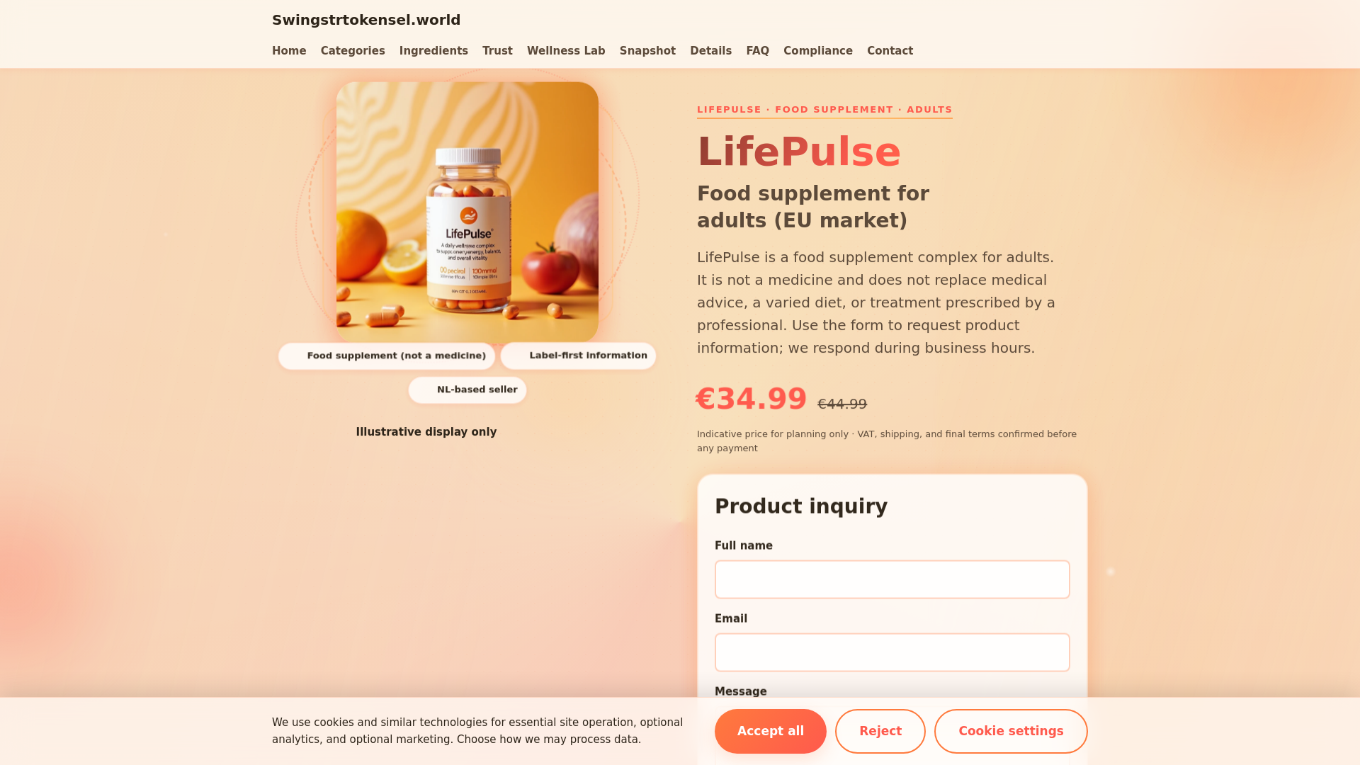 website screenshot of https://swingstrtokensel.world