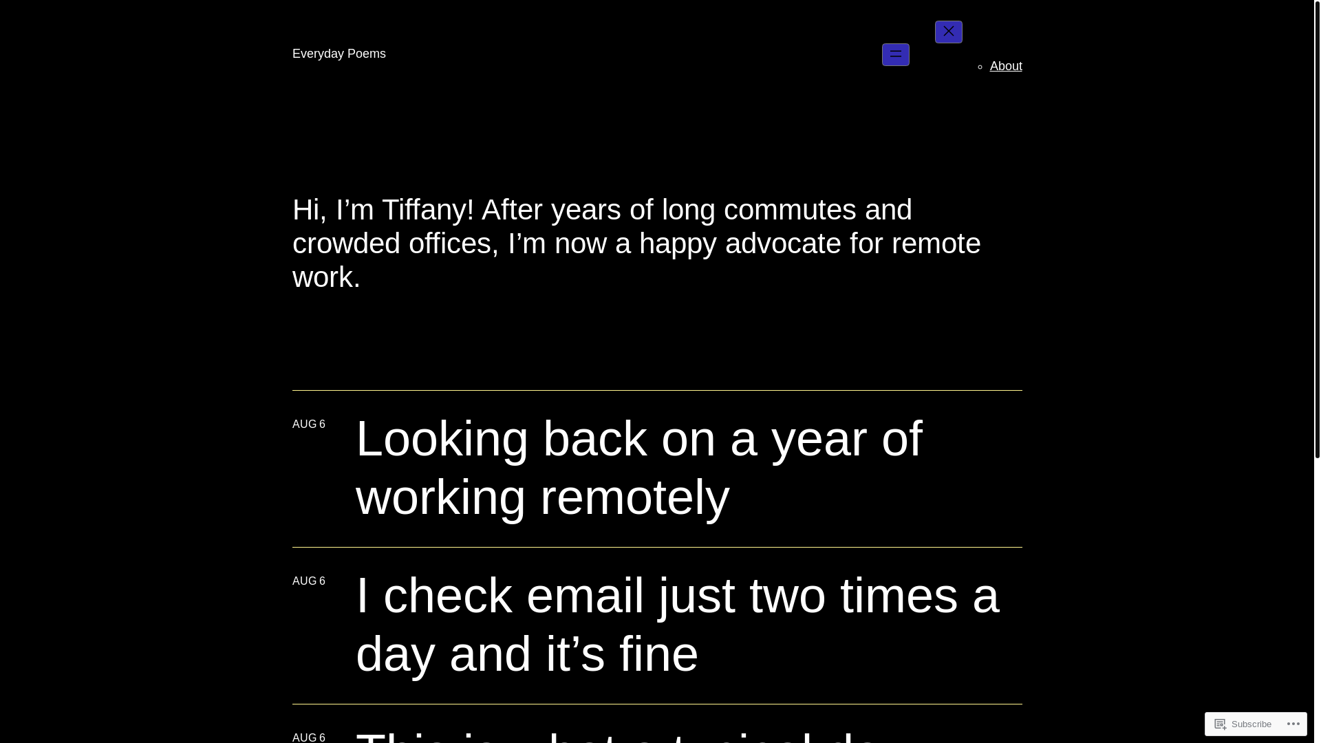 website screenshot of https://every-day-poems.com/