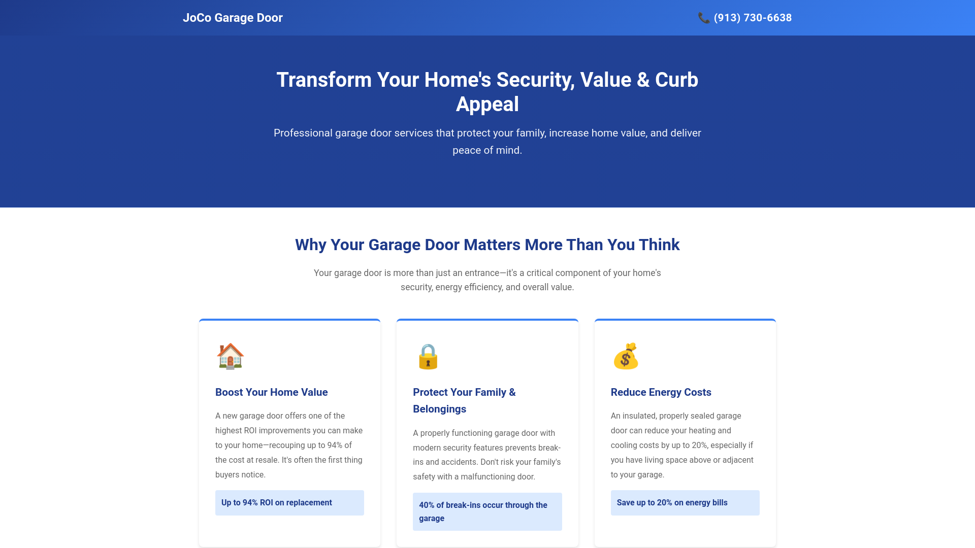 website screenshot of https://jocogarage.pages.dev/