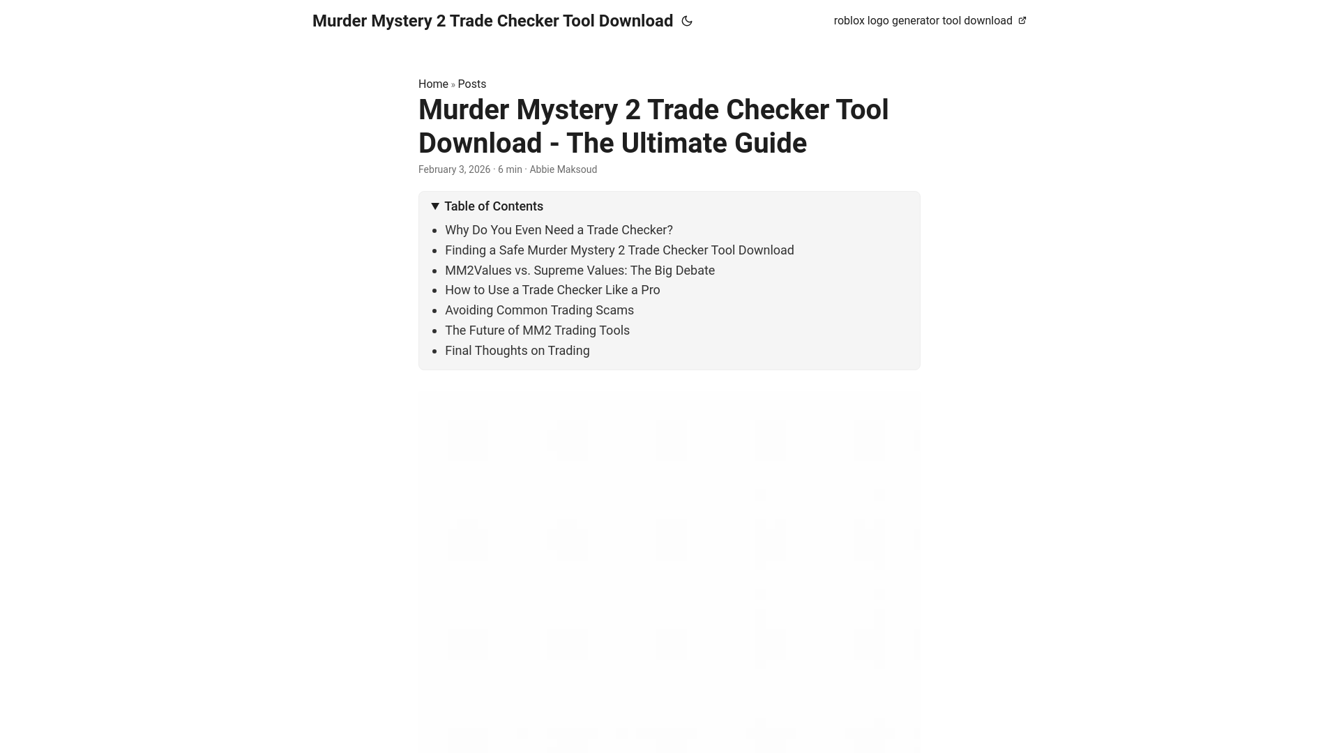 website screenshot of https://murdermystery2tradecheckertooldownload.pages.dev/