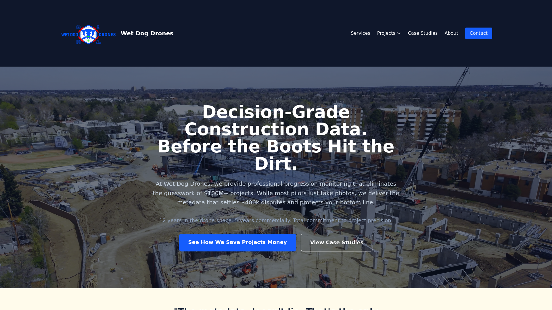 website screenshot of https://wetdogdrones-astro.pages.dev/