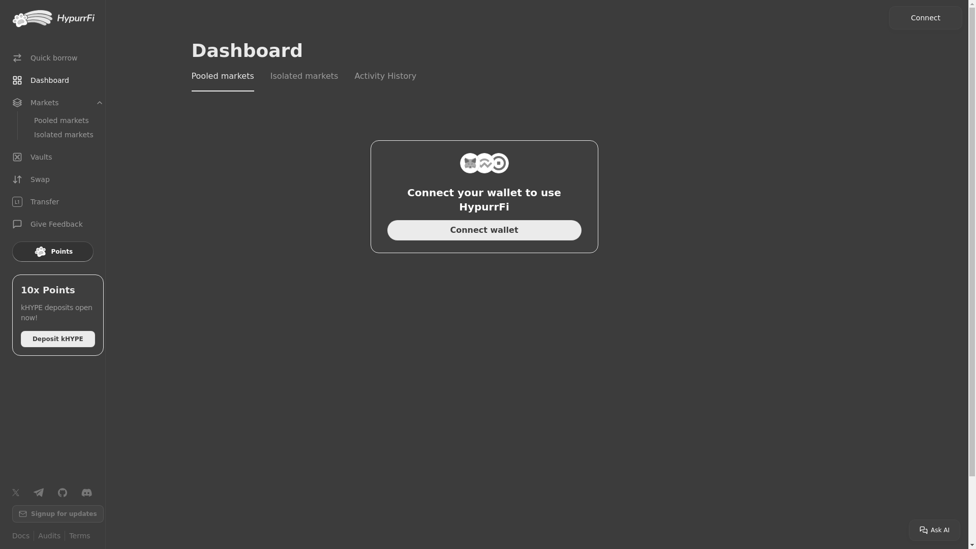 website screenshot of https://dashbaord-hypurrfi.net/