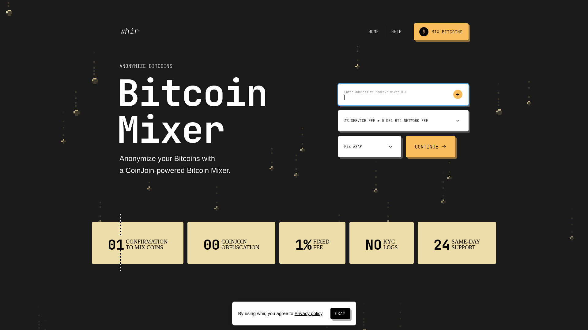 website screenshot of https://whir-mixer.com