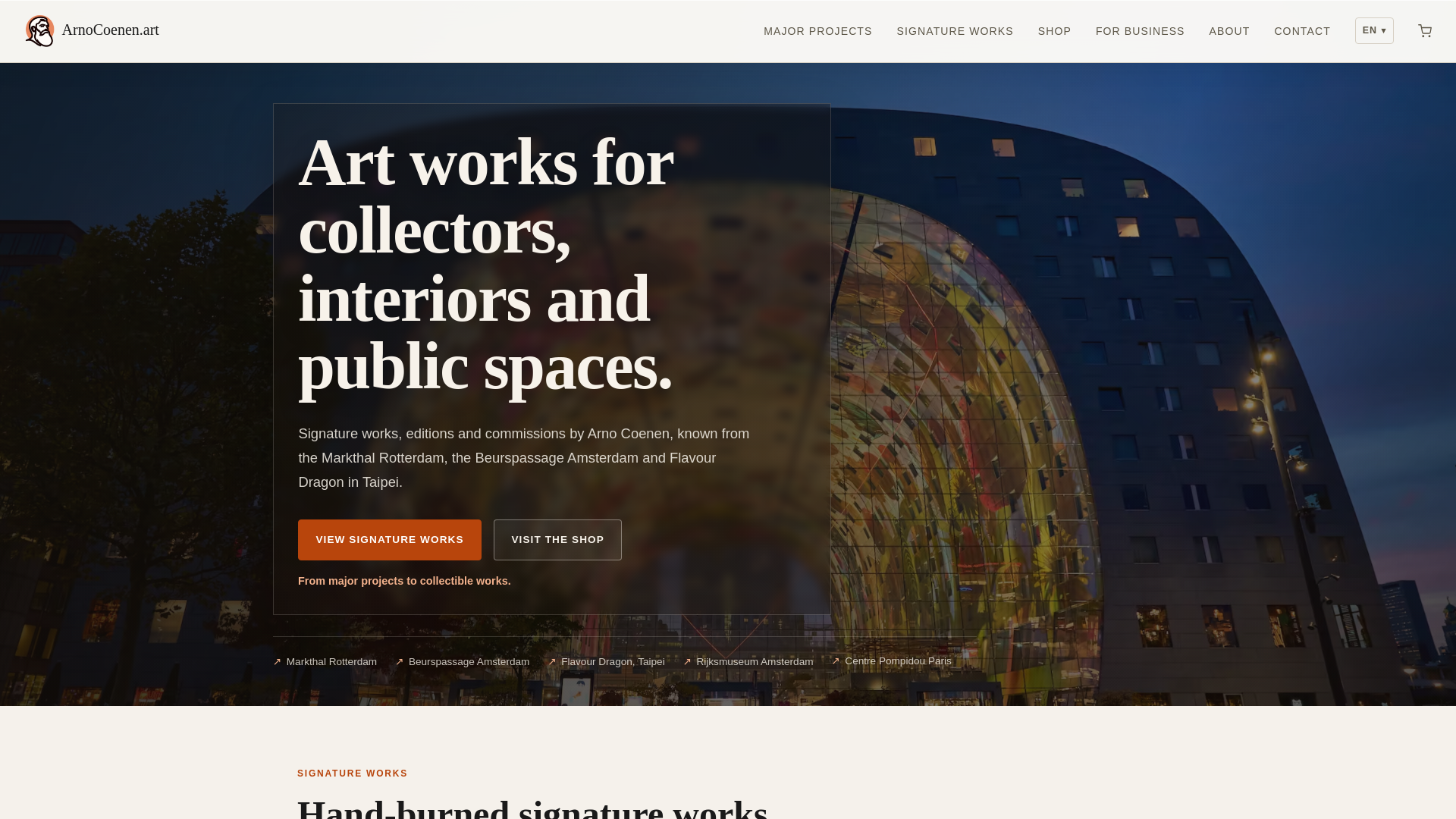 website screenshot of https://arnocoenen.art/