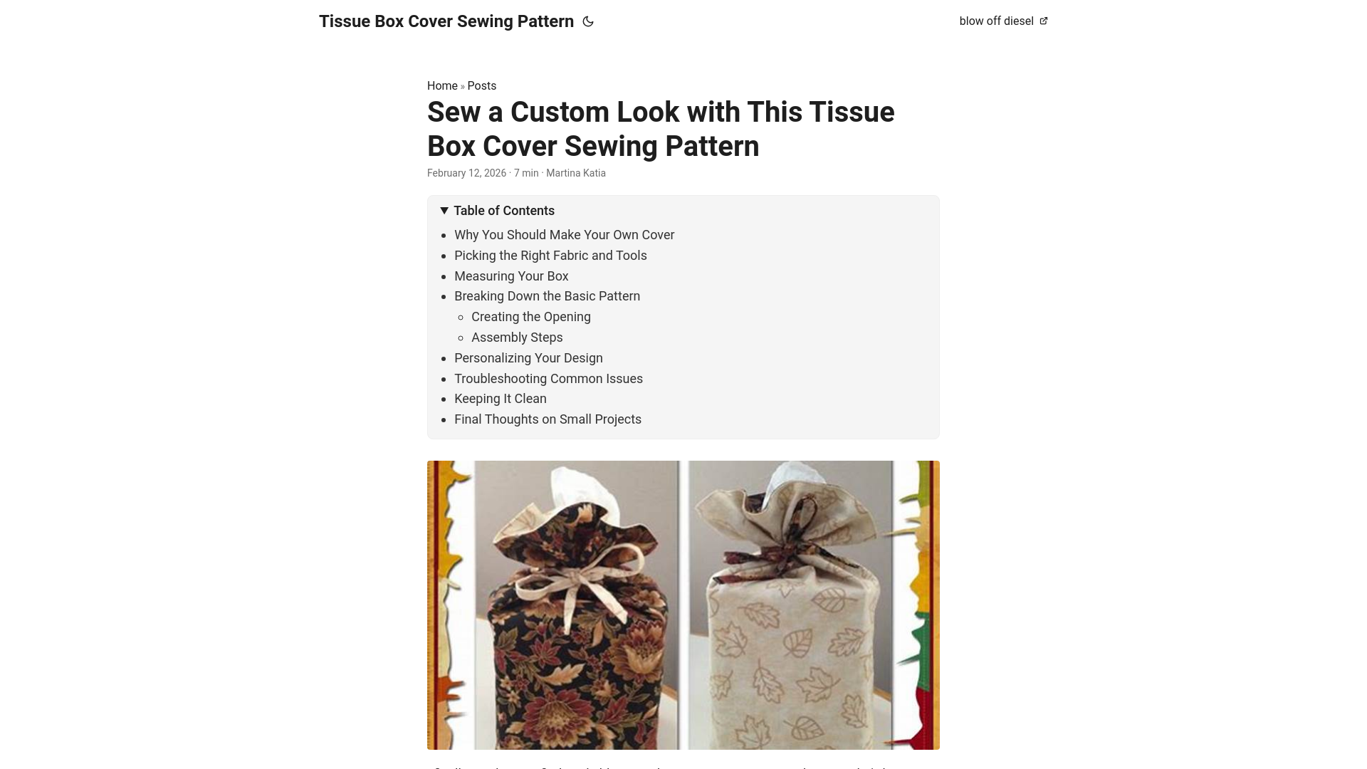 website screenshot of https://tissue-box-cover-sewing-pattern.pages.dev/