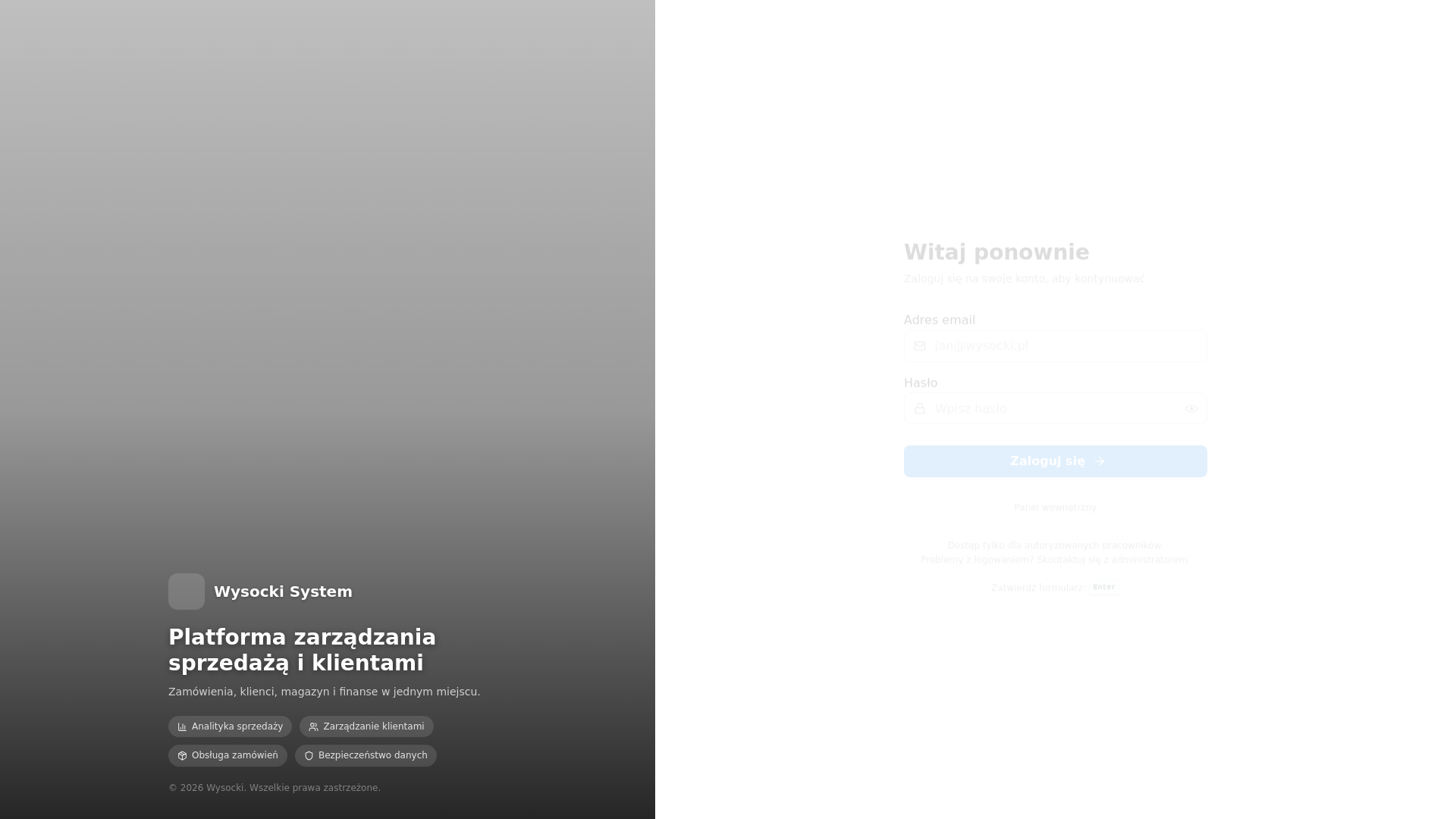 website screenshot of https://wysockisystem.pl/