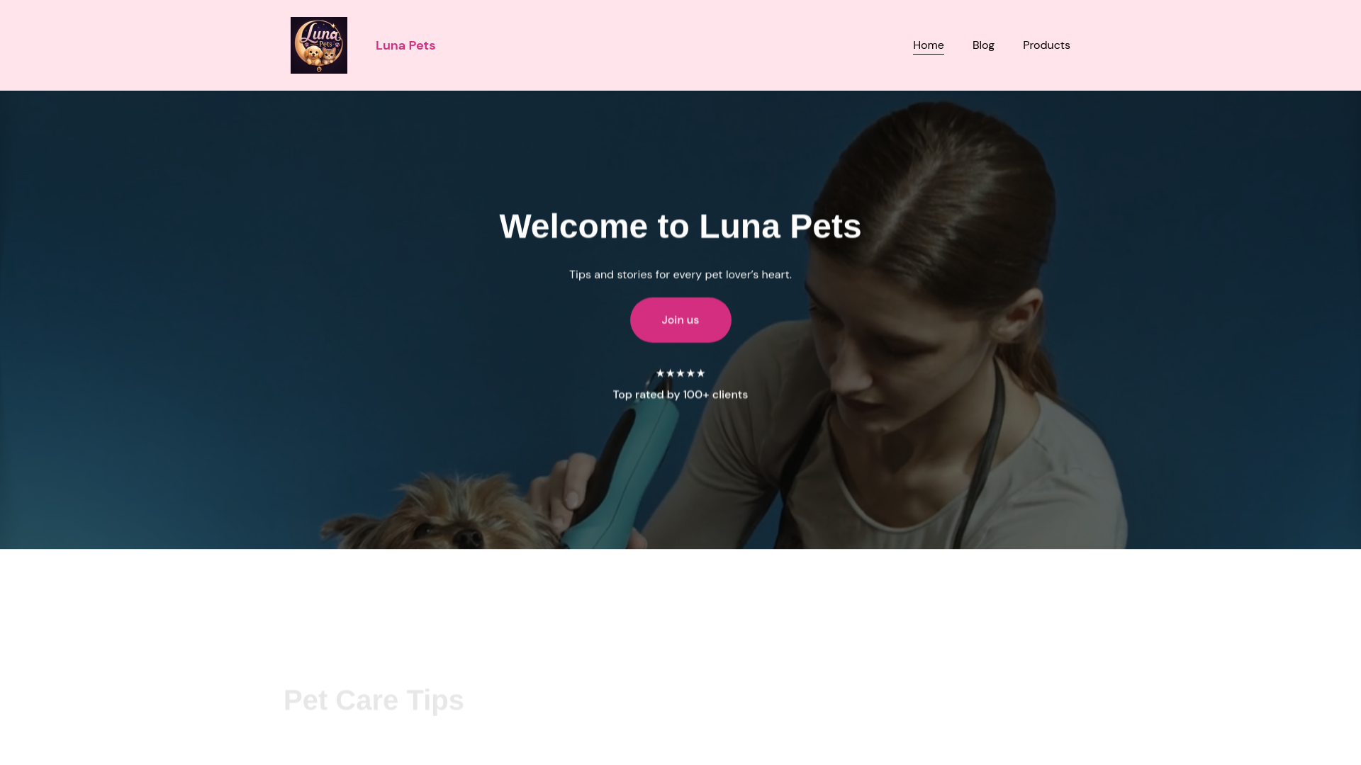 website screenshot of https://lunapets.blog/