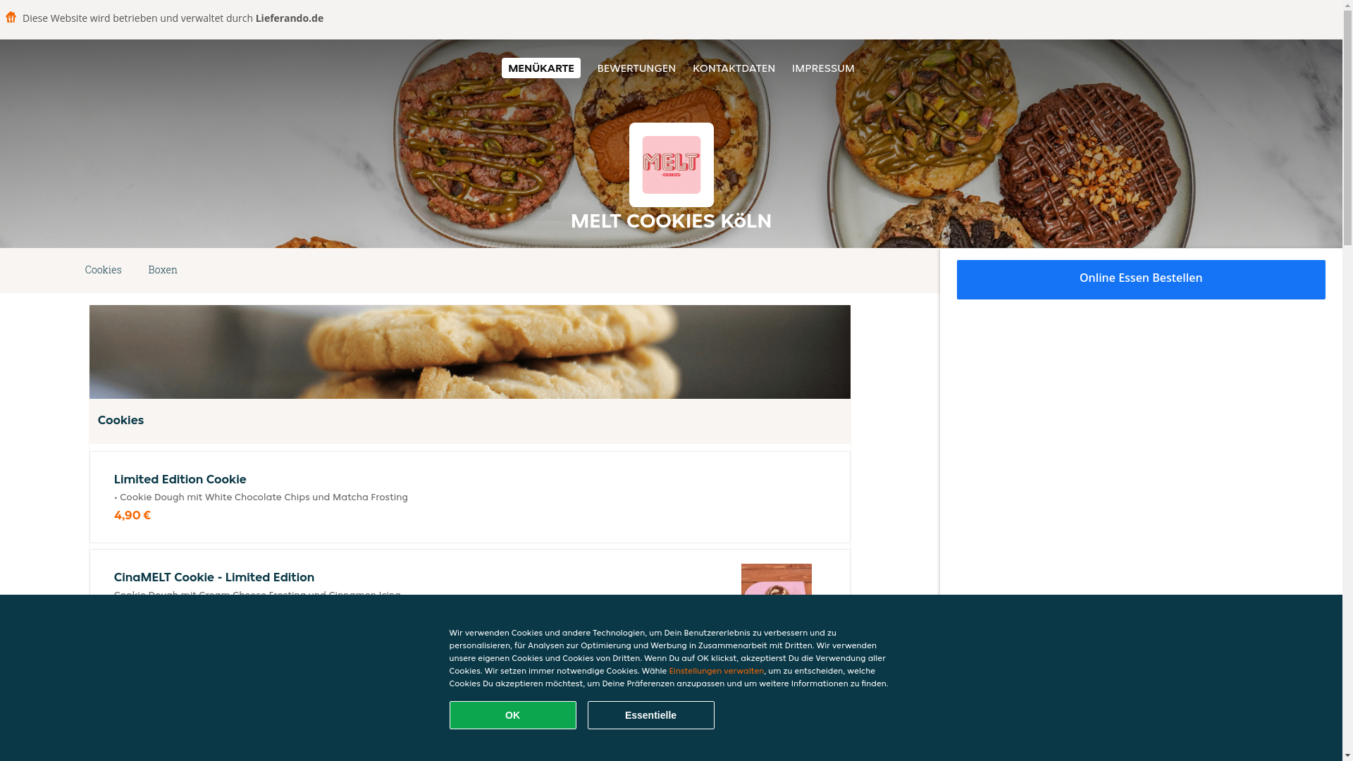website screenshot of https://meltcookies-koln.de/