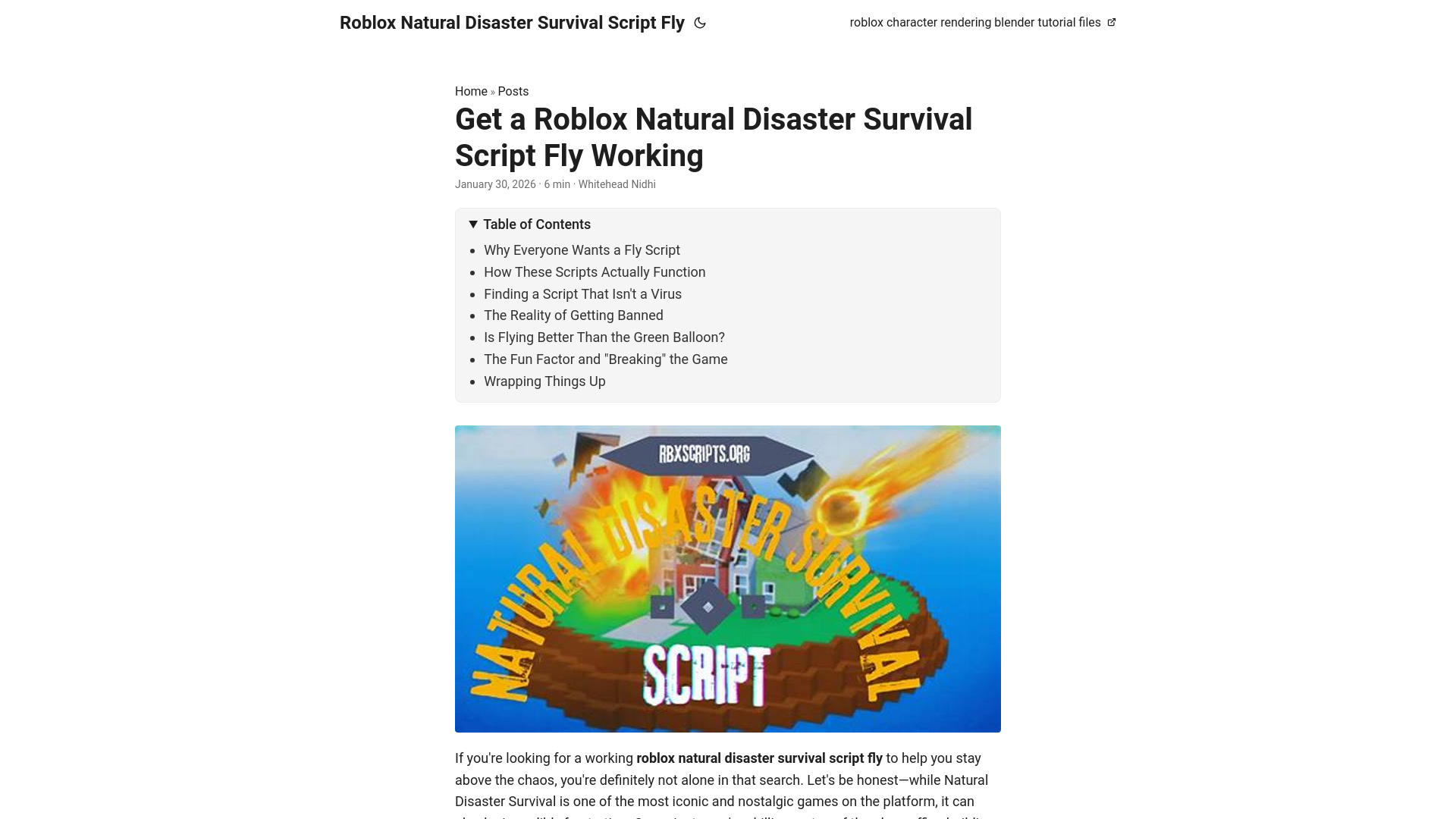 website screenshot of https://roblox-natural-disaster-survival-script-fly.pages.dev/
