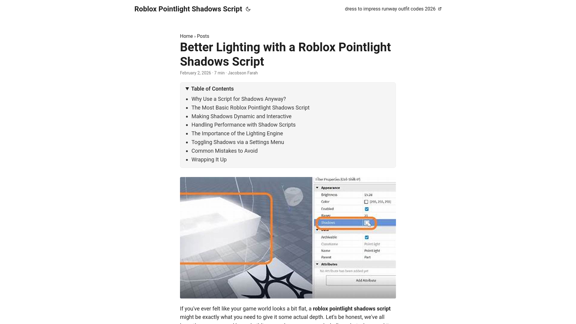 website screenshot of https://roblox-pointlight-shadows-script.pages.dev/