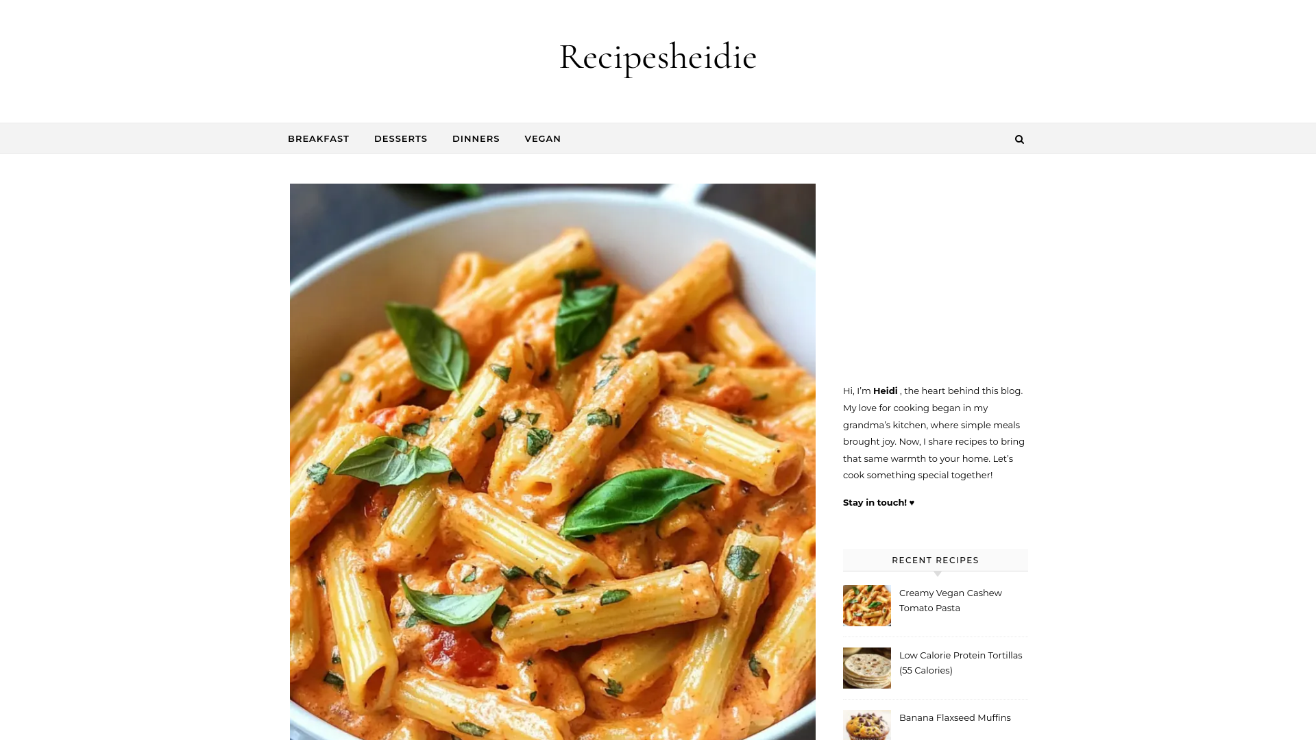 website screenshot of https://recipesheidie.com