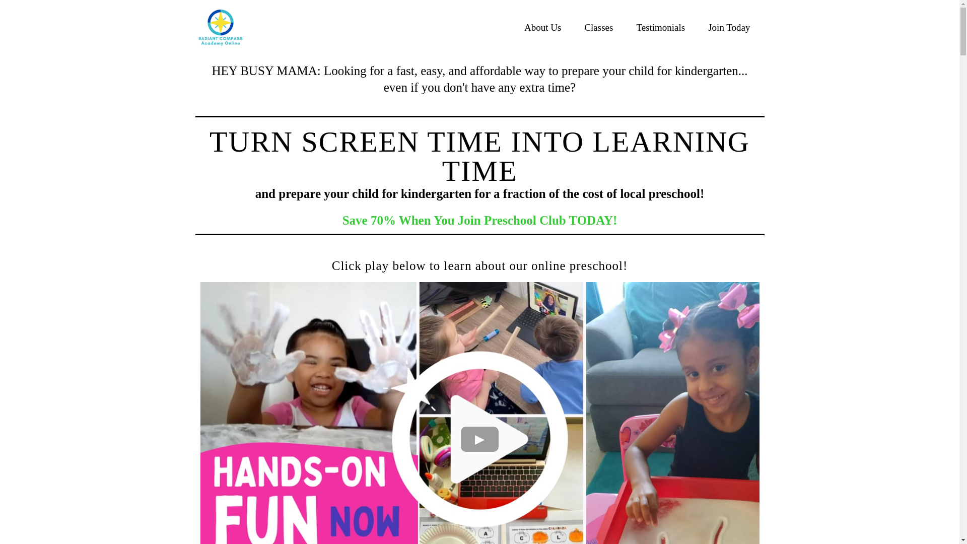 website screenshot of https://myradiantcompassacademy.com/