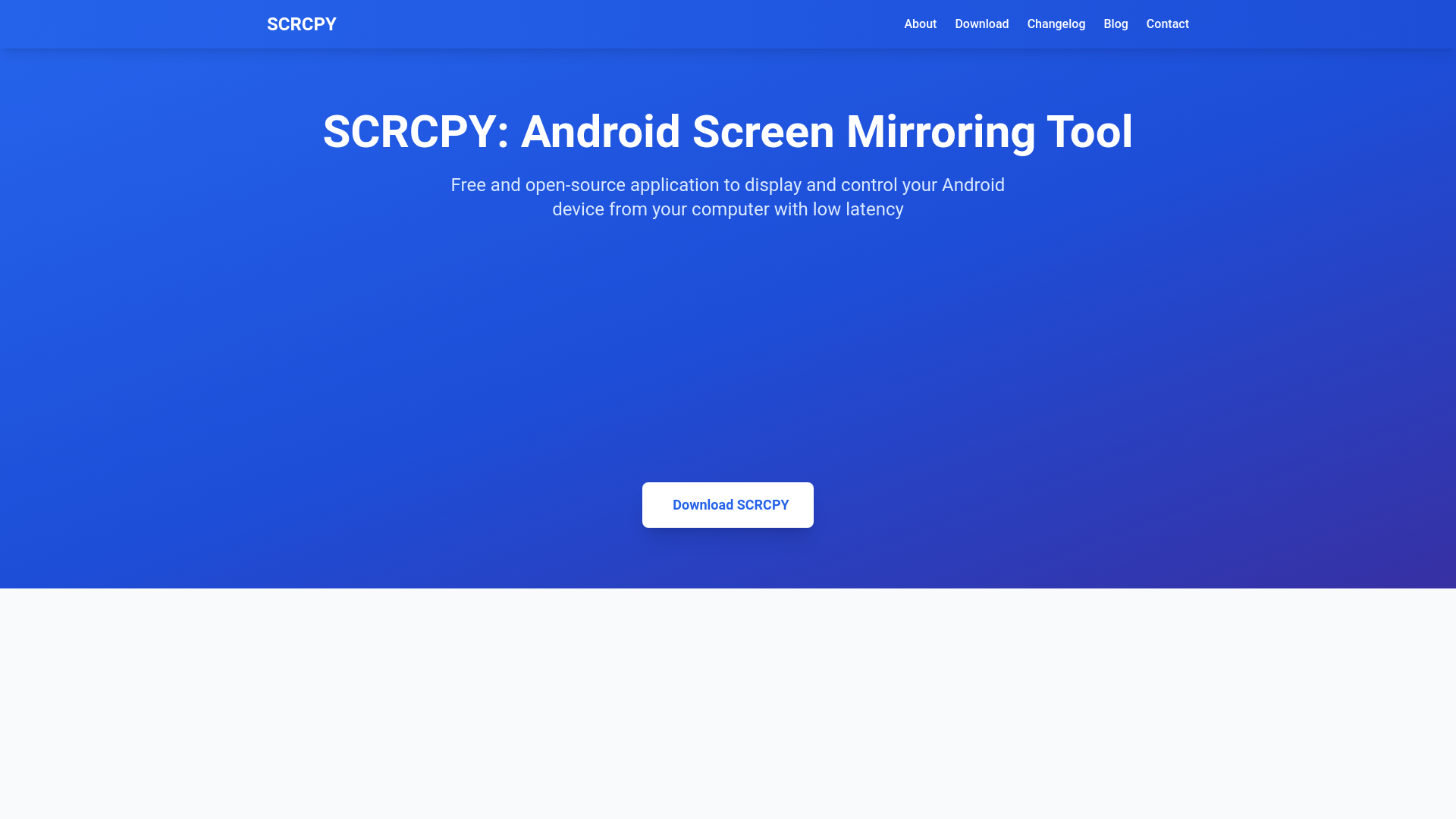 website screenshot of https://scrcpy.org
