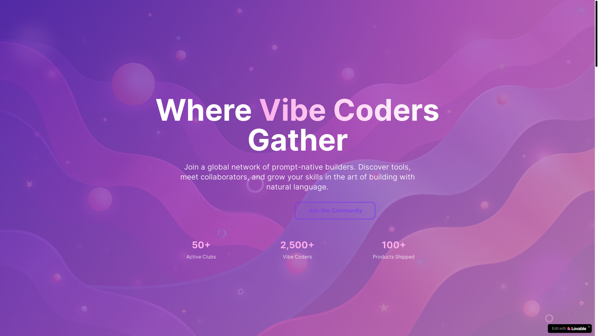 website screenshot of https://hereforthevibes.dev/