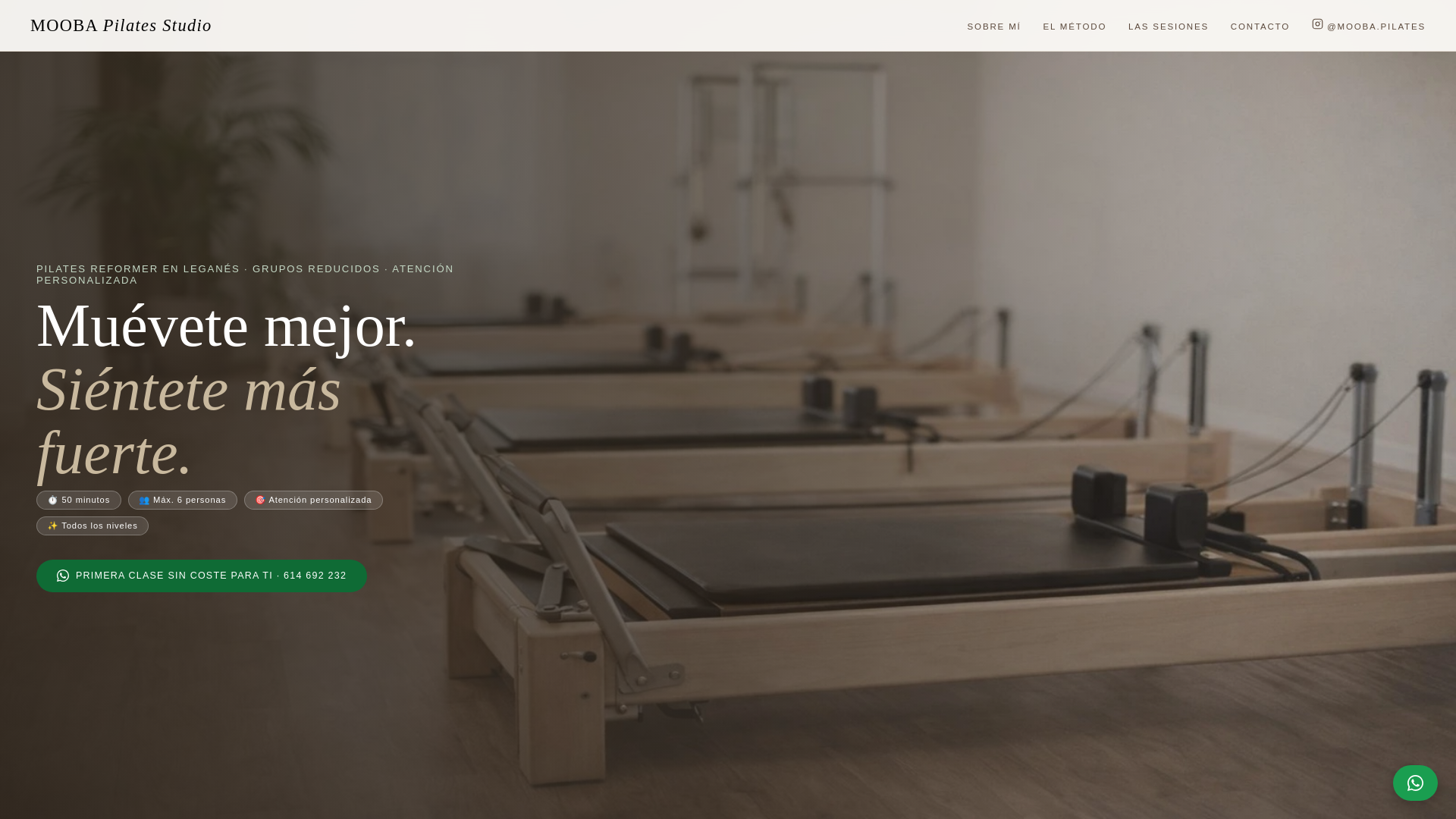 website screenshot of https://moobapilates.es