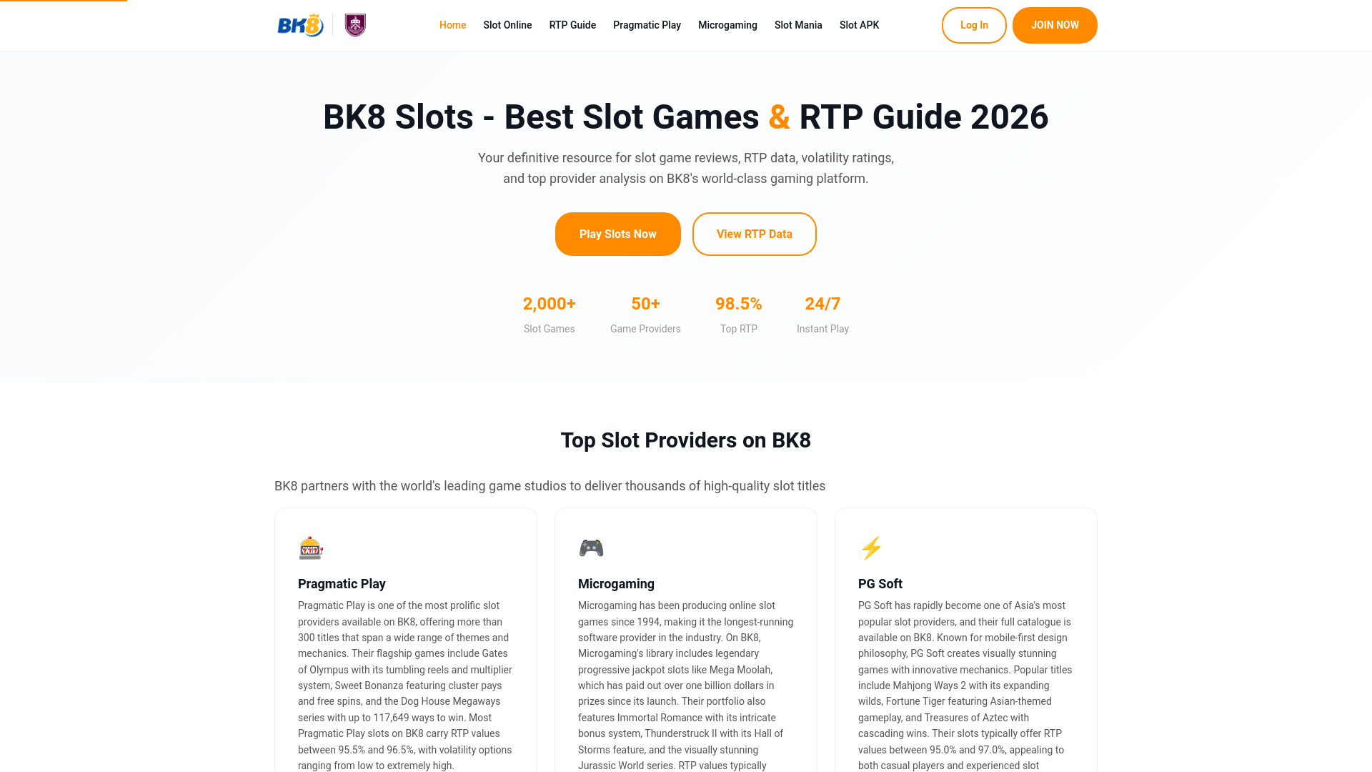 website screenshot of https://bk8sgslots.pages.dev/