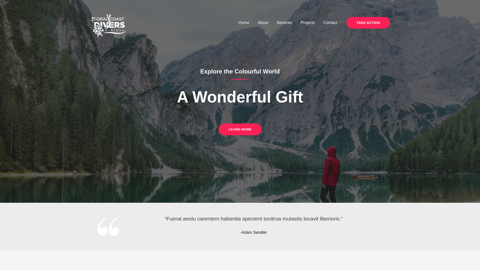 website screenshot of https://coralcoastdiversmirissa.com/