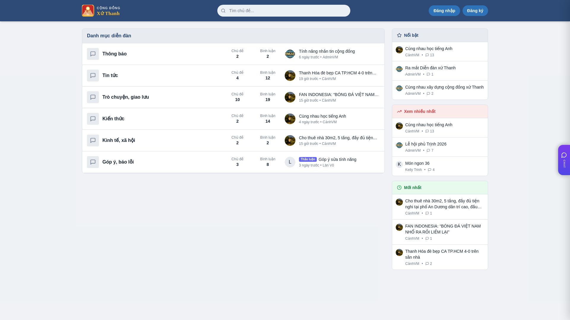 website screenshot of https://congdongxuthanh.vn/