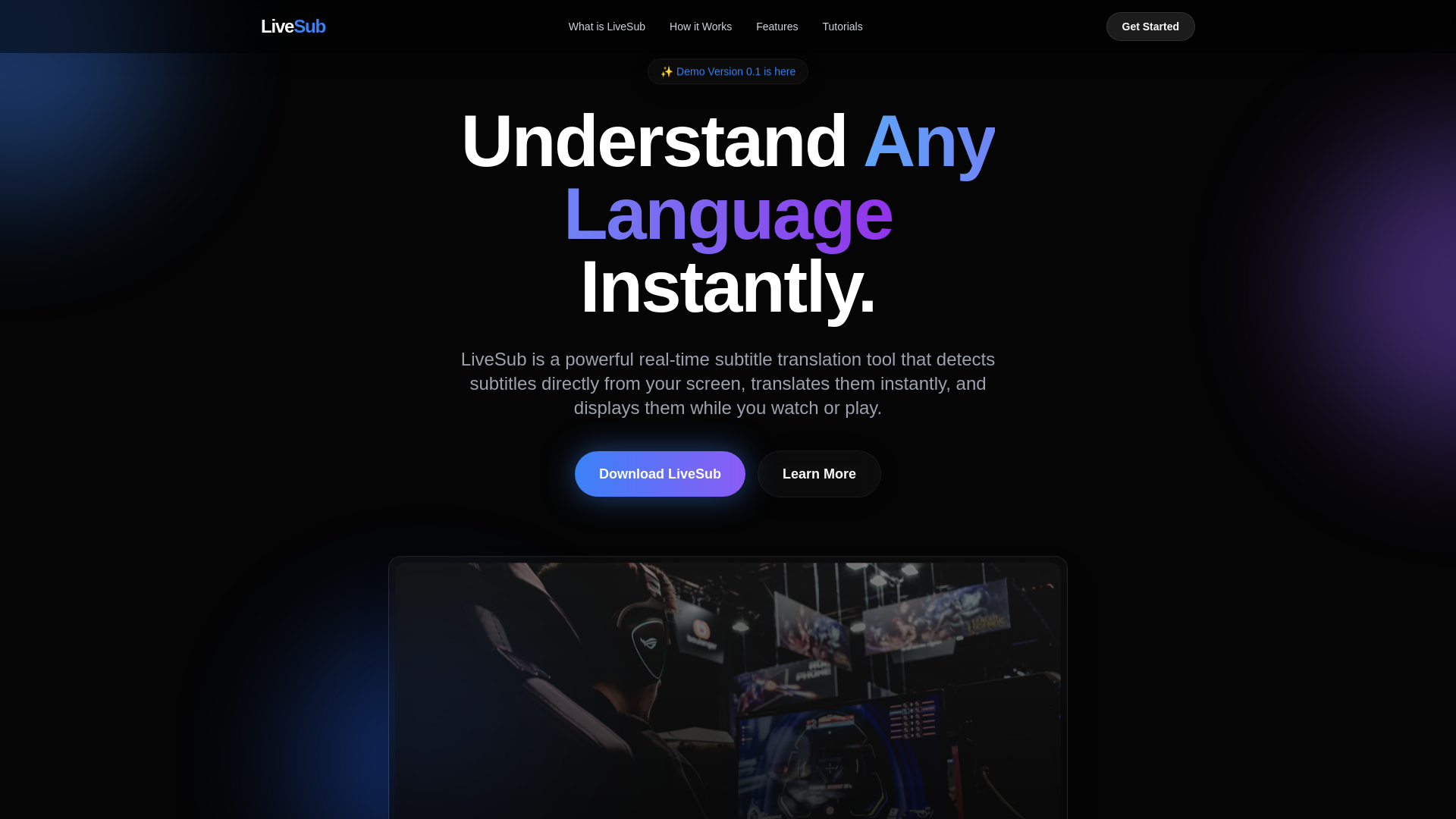 website screenshot of https://livesub.online/
