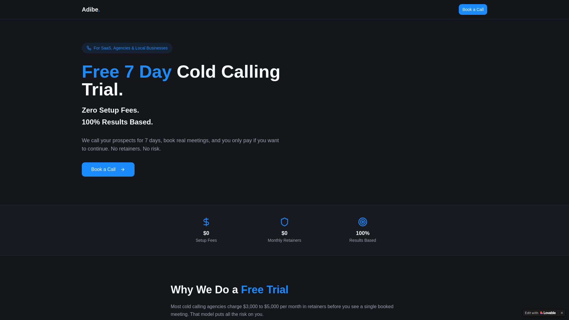 website screenshot of https://getcoldcalltrial.co