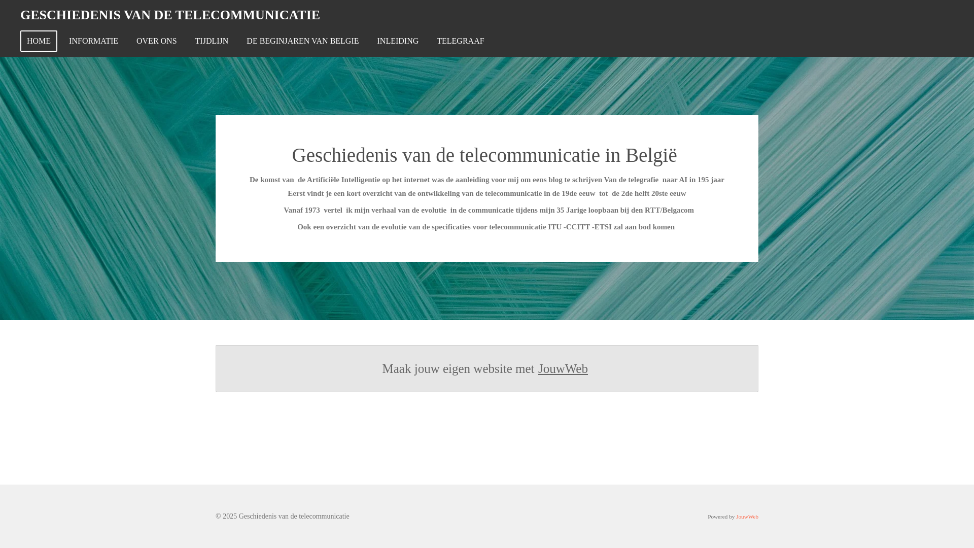 website screenshot of https://geschiedenisvandetelecommunicatie.be/