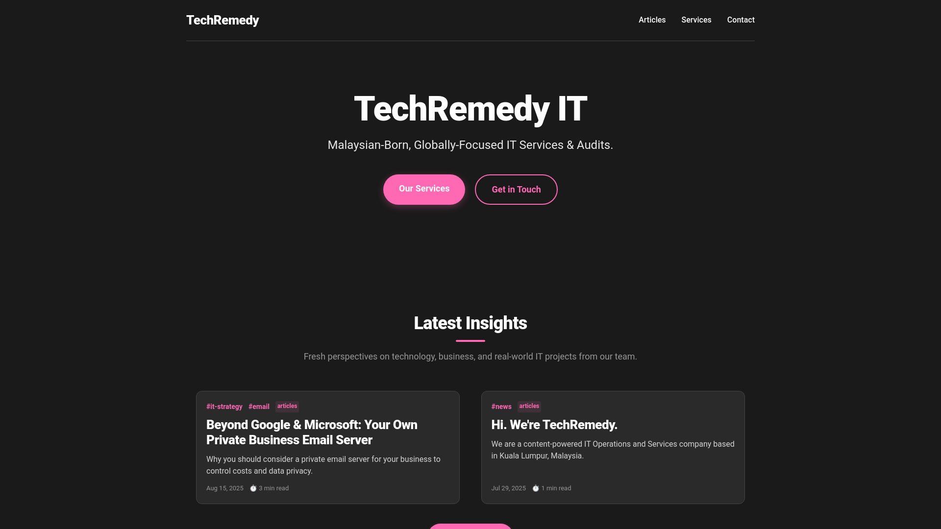 website screenshot of https://techremedy-astro.pages.dev/