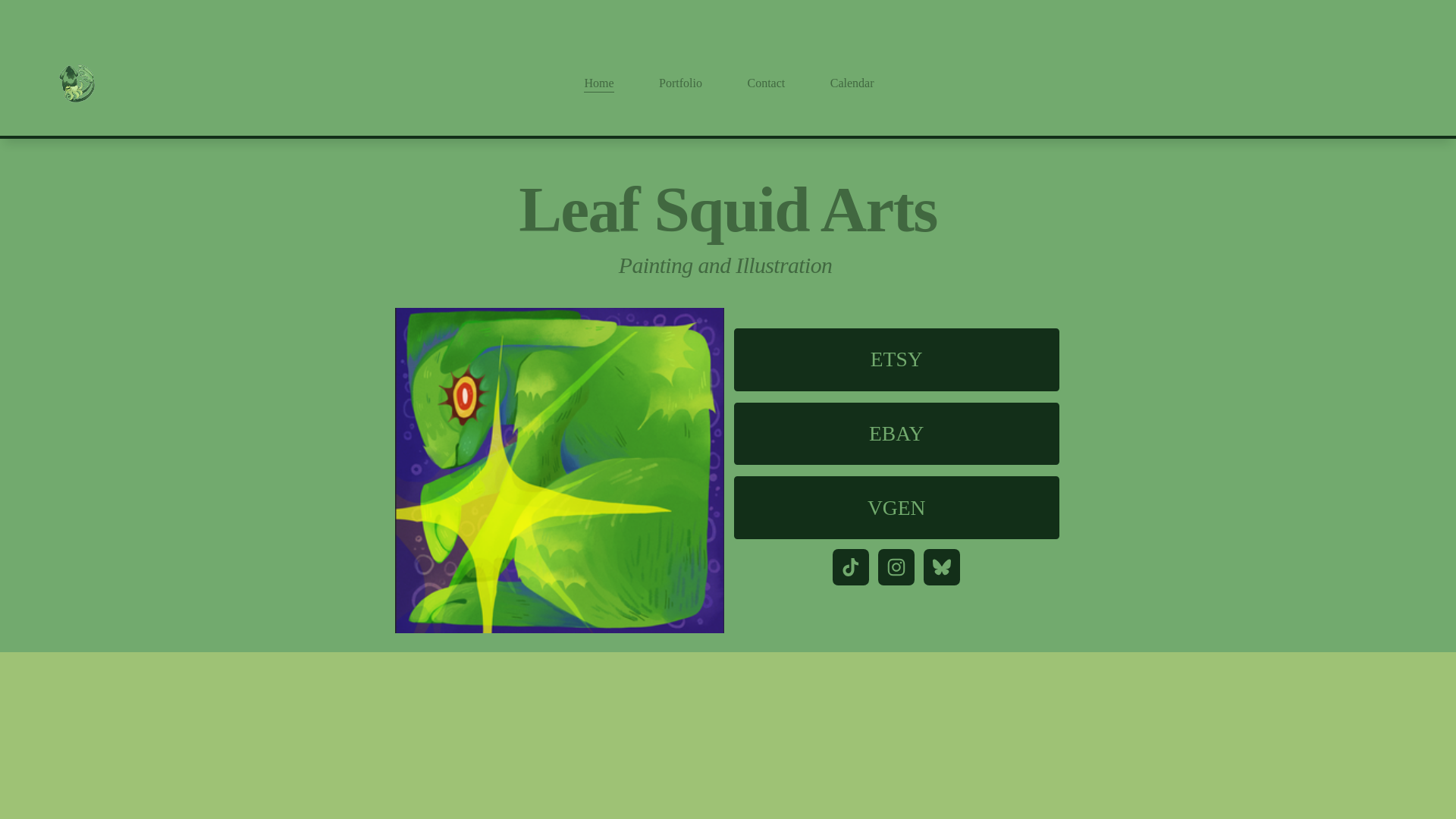 website screenshot of https://leafsquidarts.com/