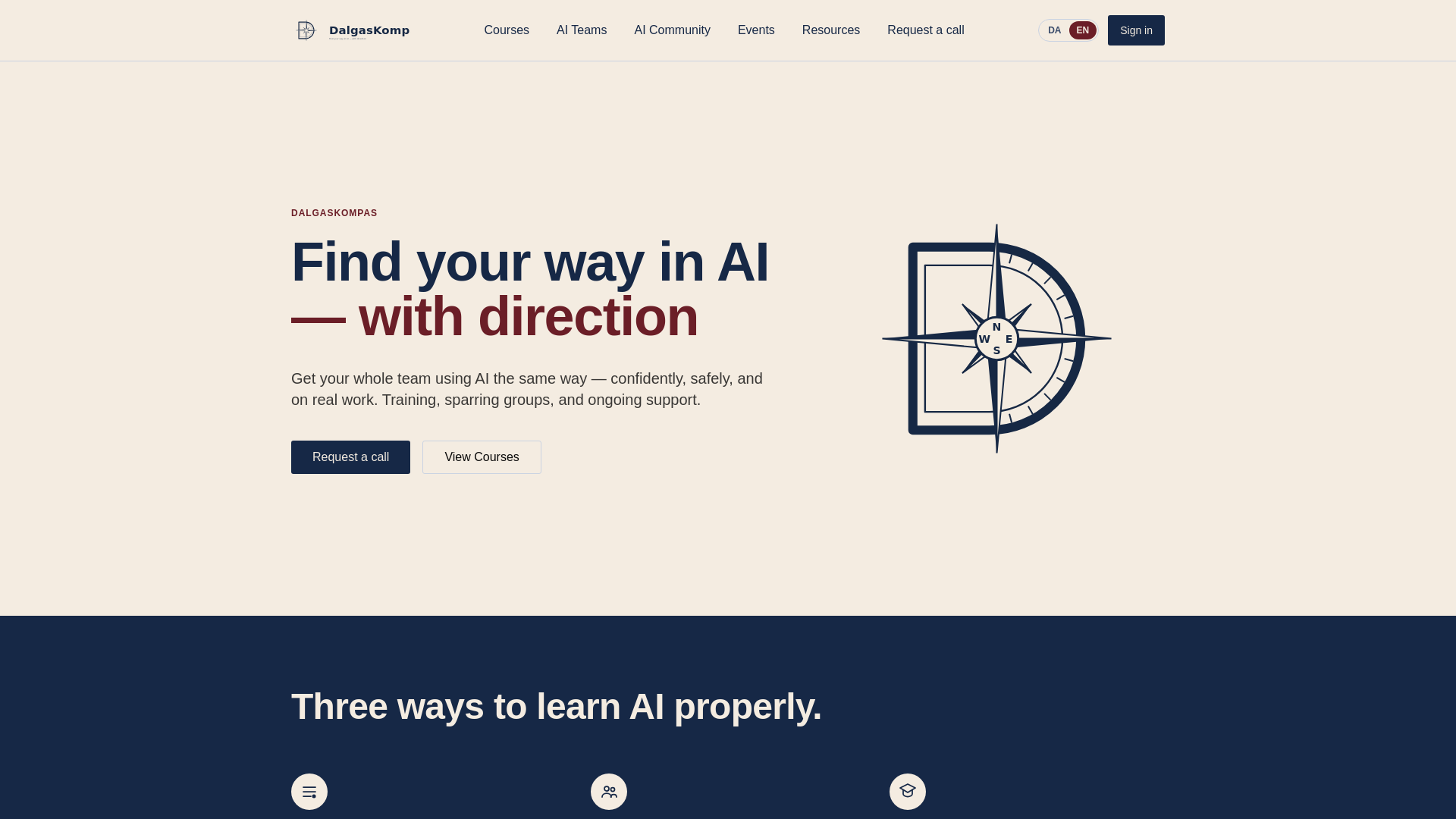 website screenshot of https://dalgascompass.com/