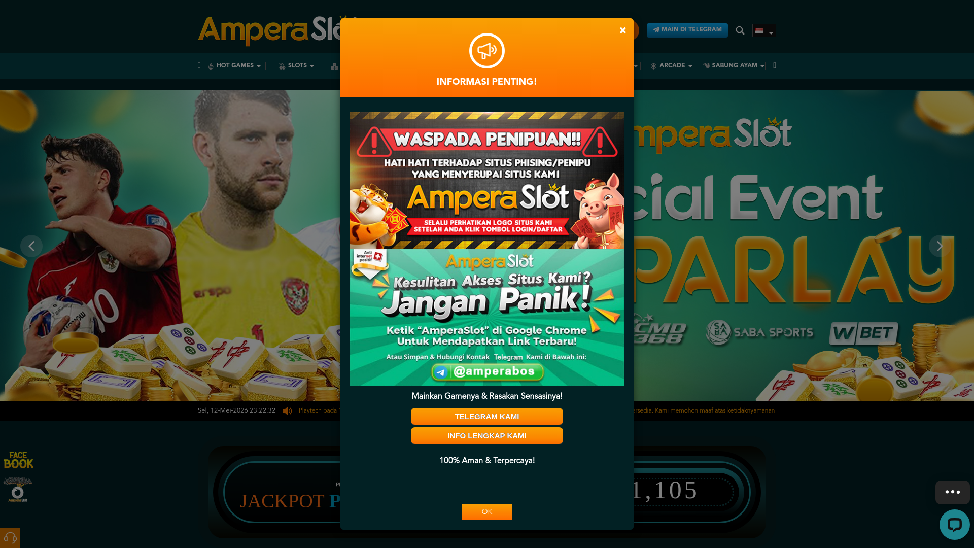 website screenshot of https://ampeslot.com/
