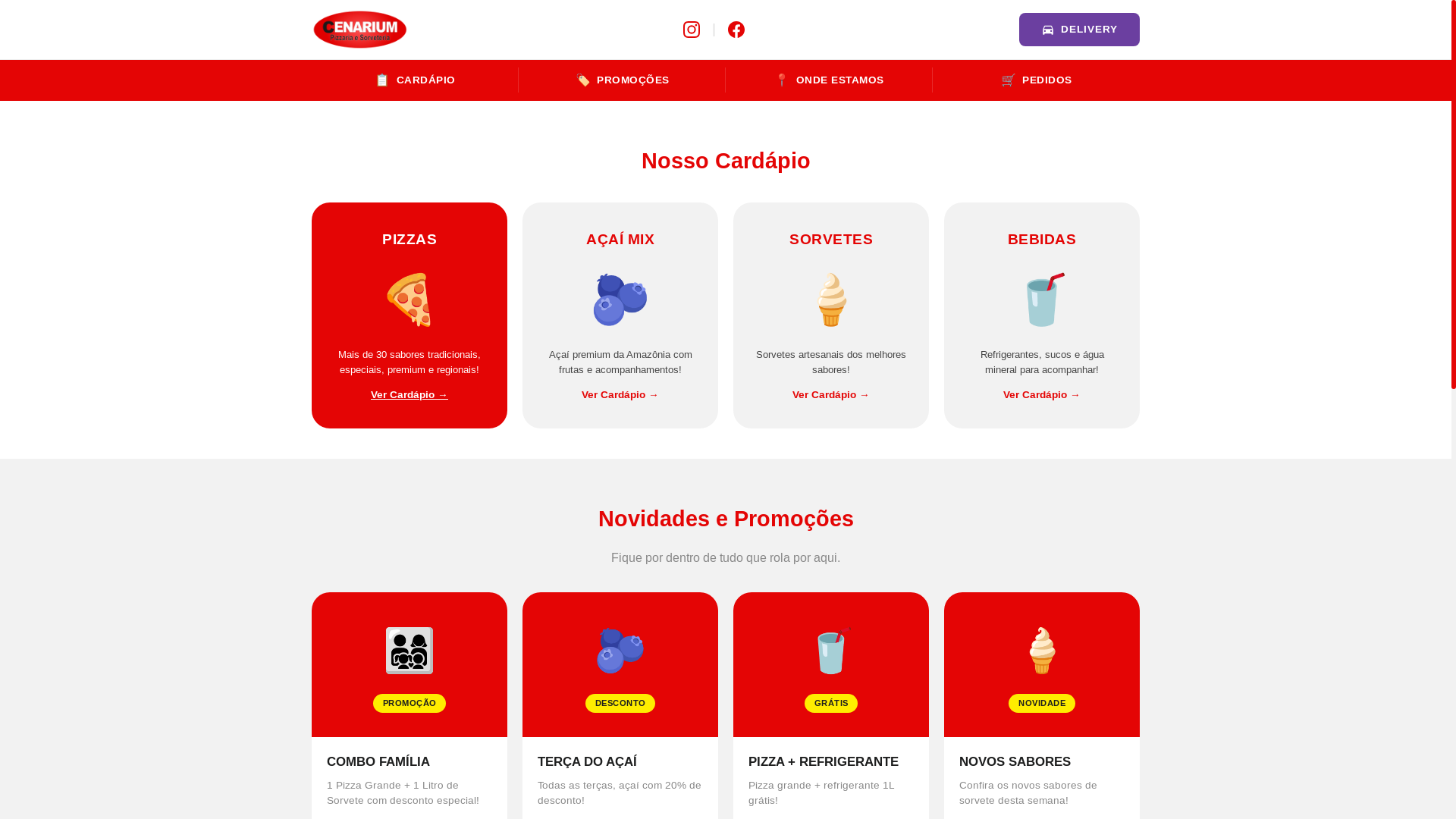 website screenshot of https://cenarium-pizzaria.pages.dev/