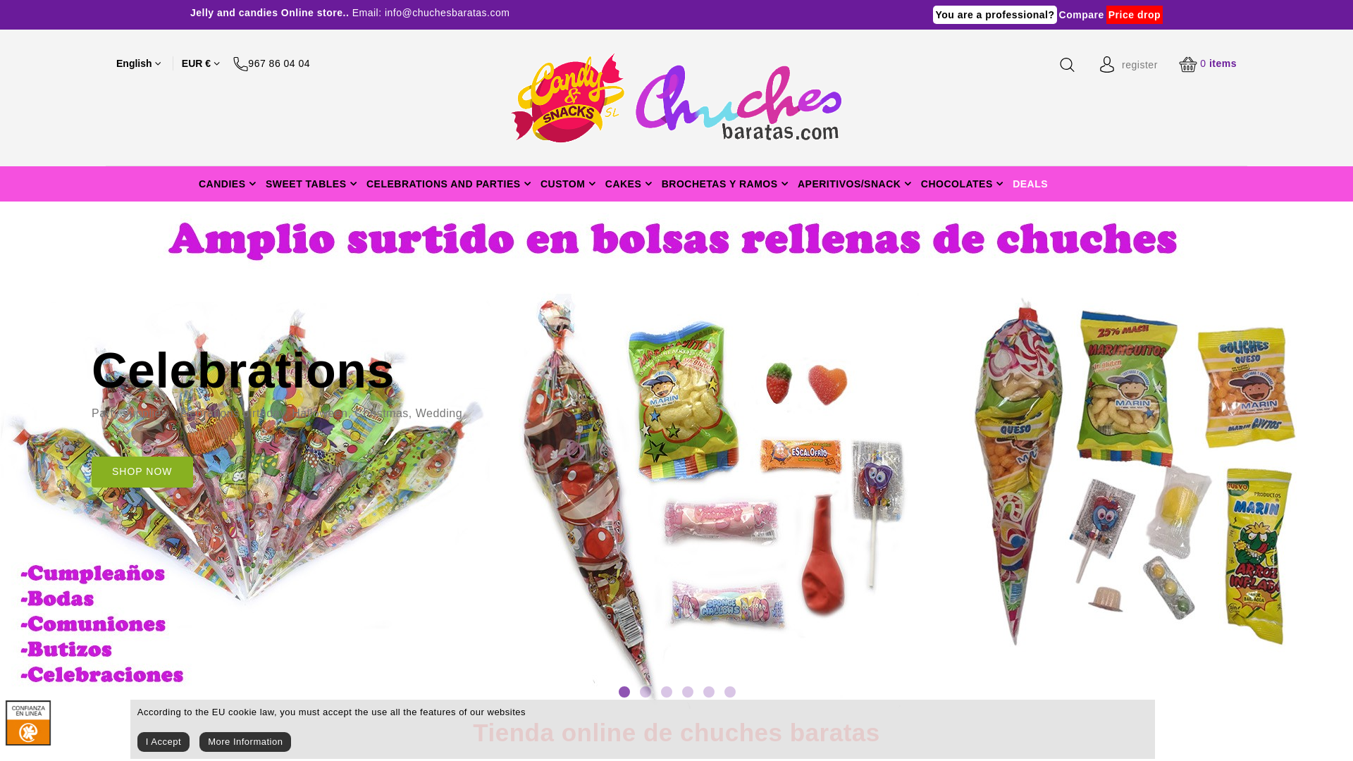 website screenshot of https://www.chuchesbaratas.com/