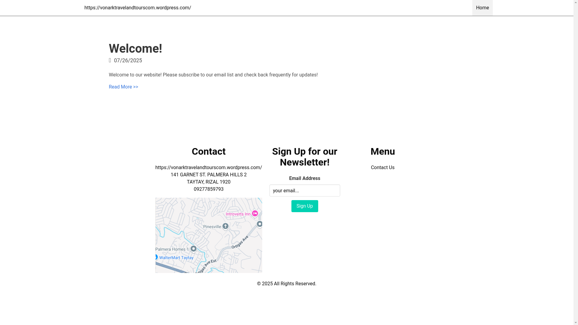 website screenshot of https://vonarktravelandtours.com/