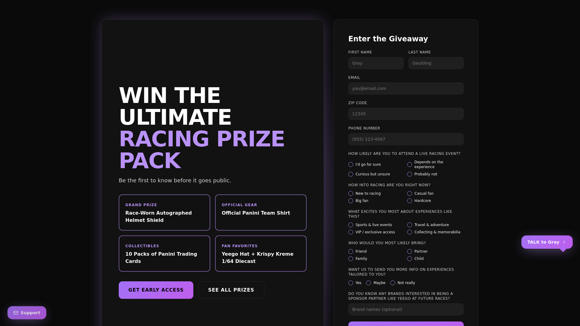 website screenshot of https://yeegonascargiveaway.com/