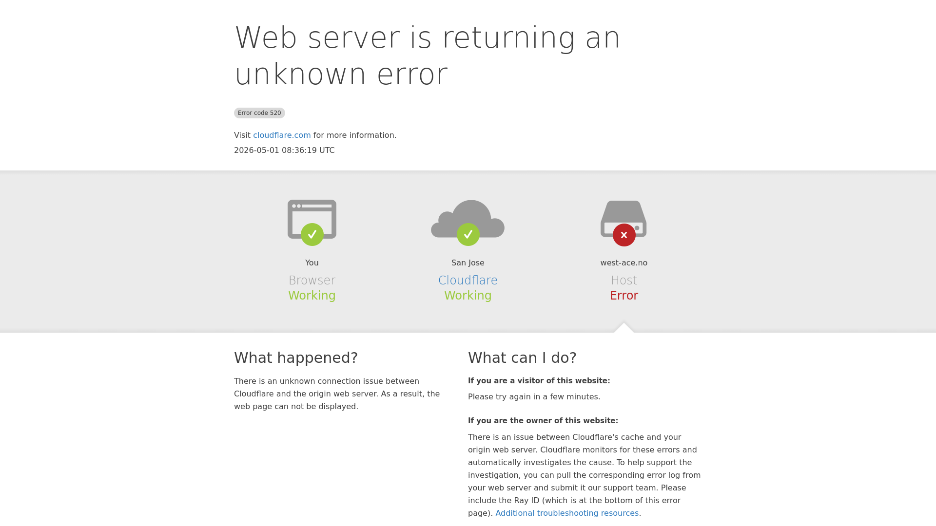 website screenshot of https://west-ace.no/