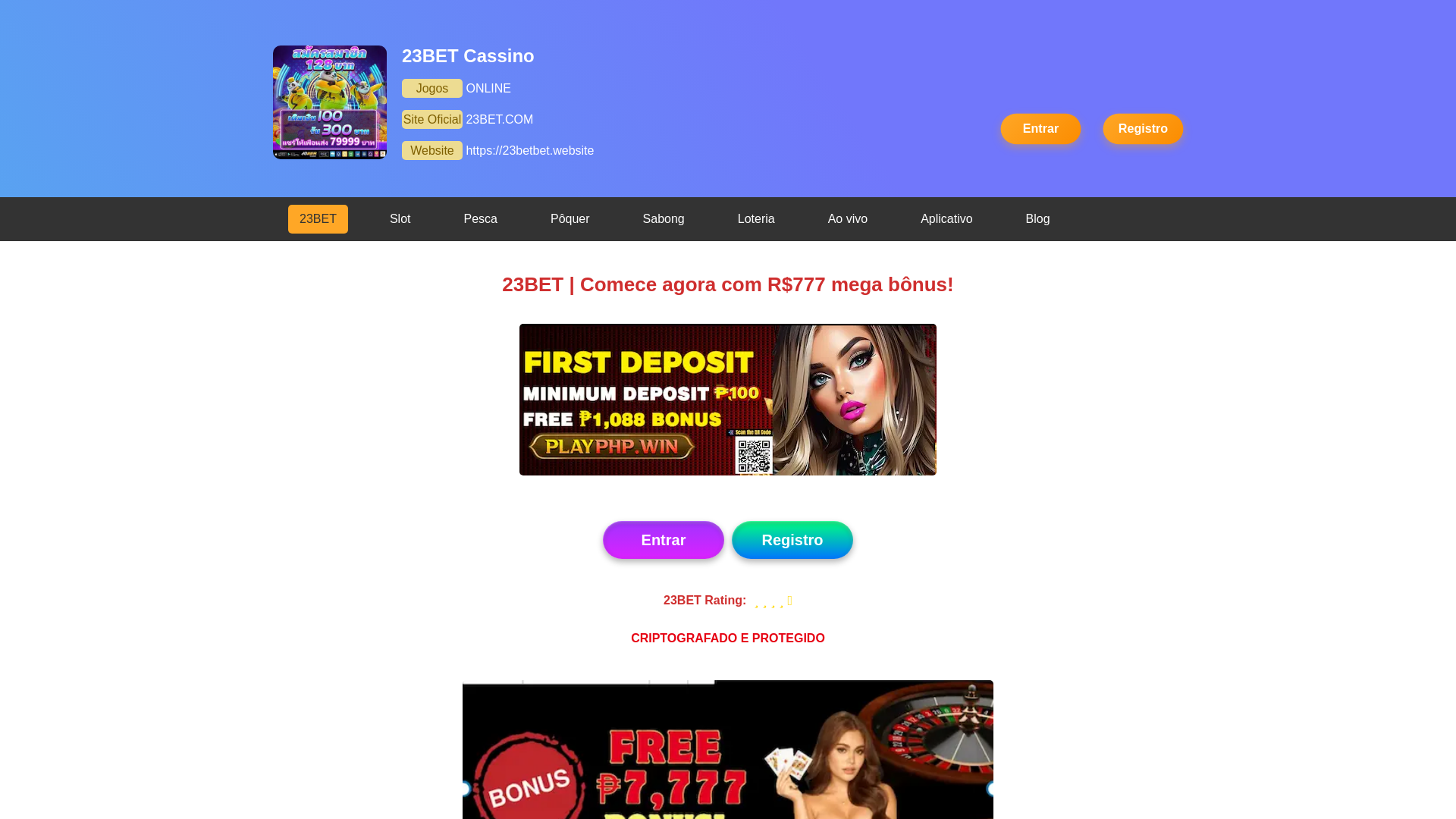 website screenshot of https://23betbet.website/