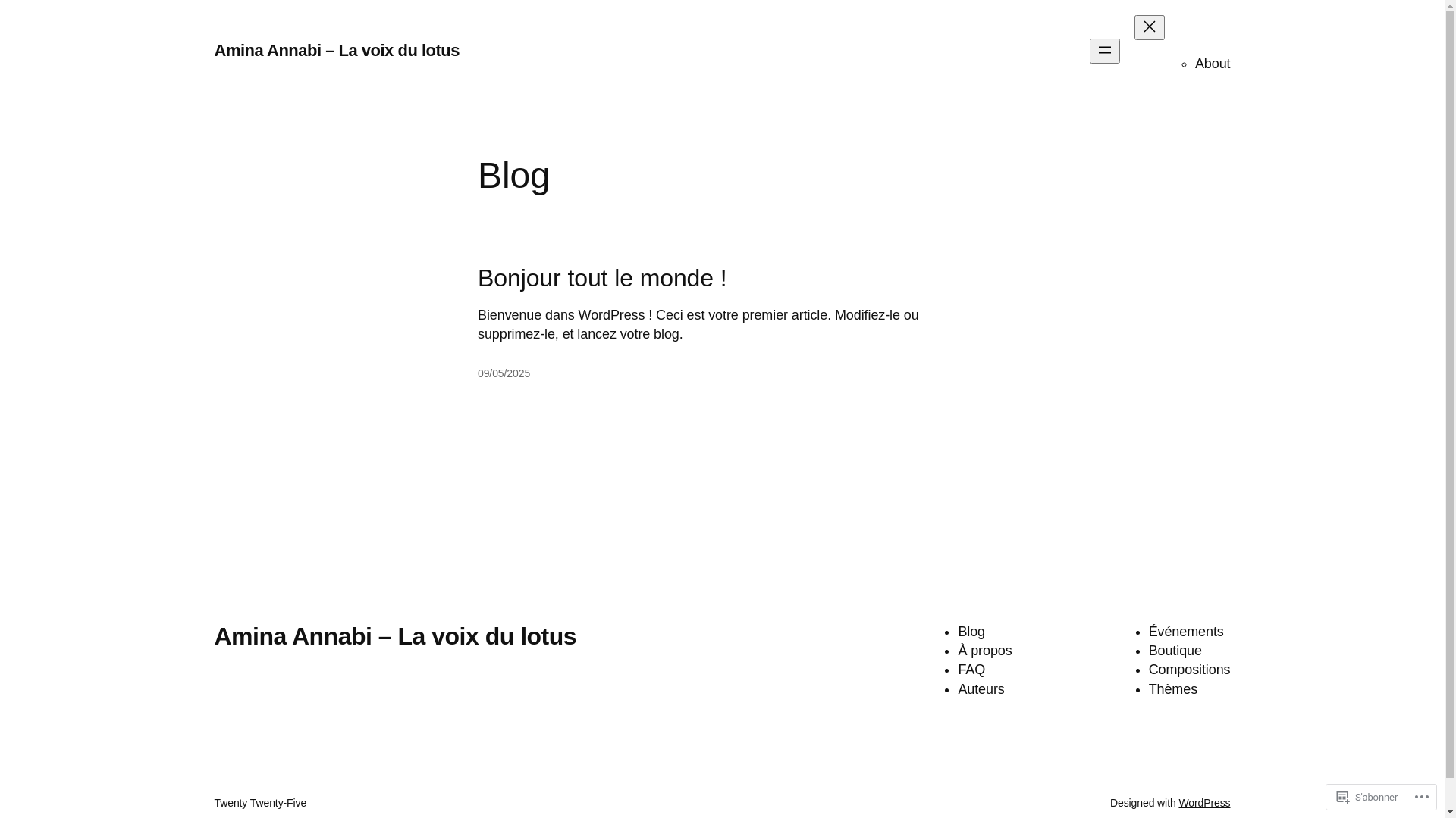 website screenshot of https://aminaannabilavoixdulotus.yoga/